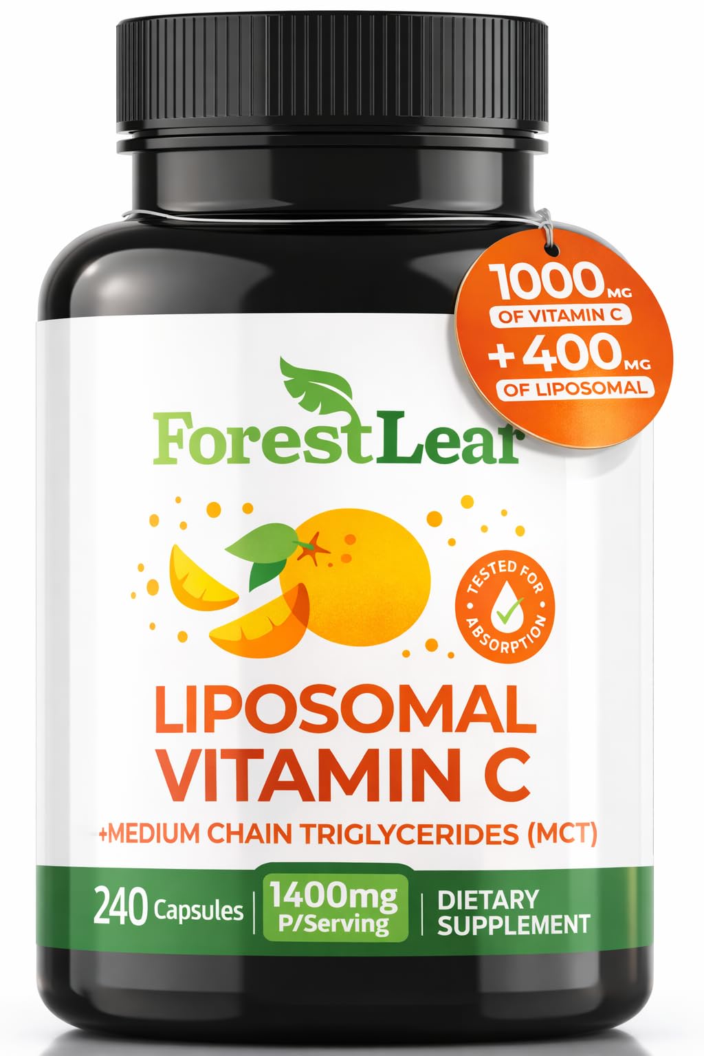 ForestLeaf Liposomal Vitamin C 1000mg capsules front view