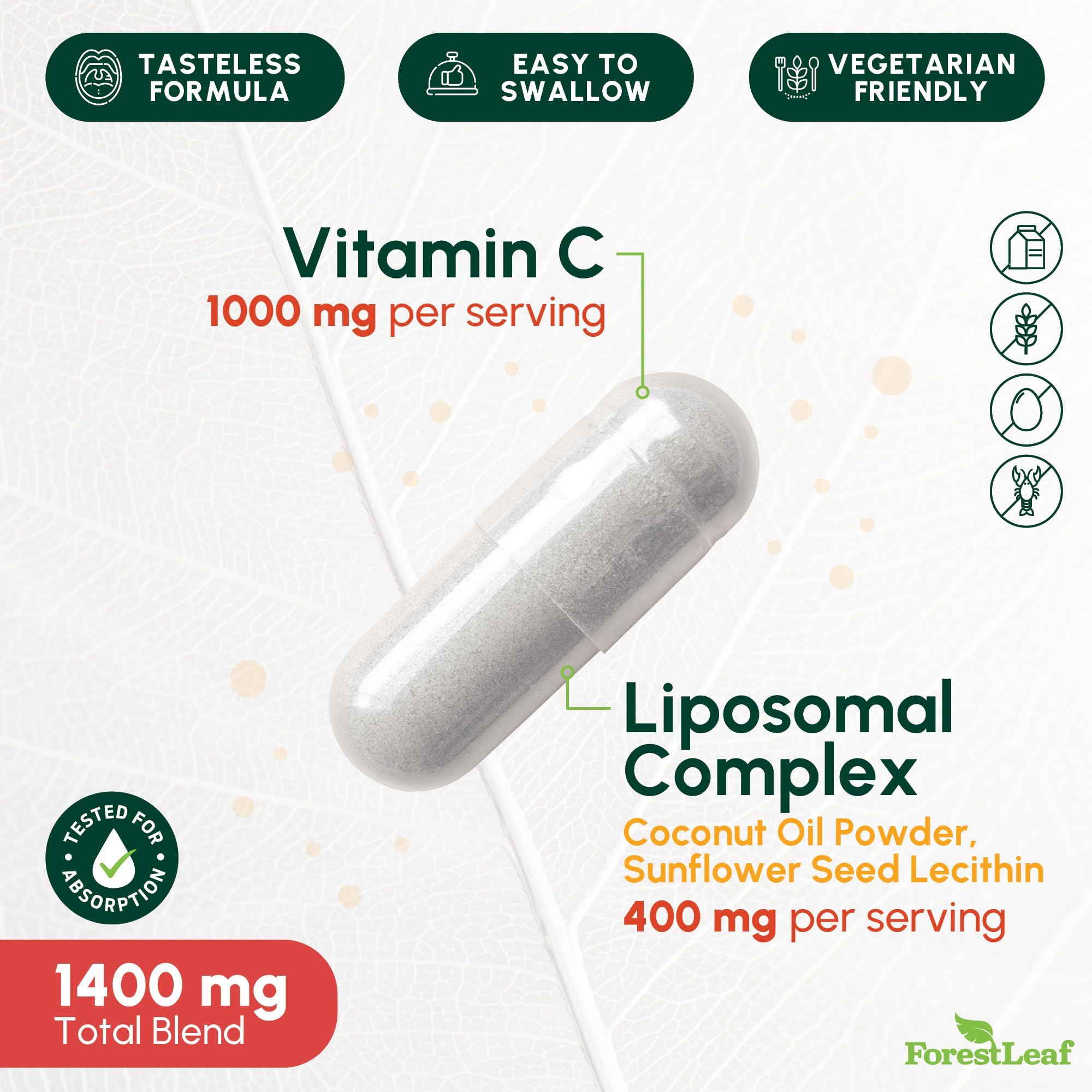 ForestLeaf Liposomal Vitamin C 240 vegan softgels packaging