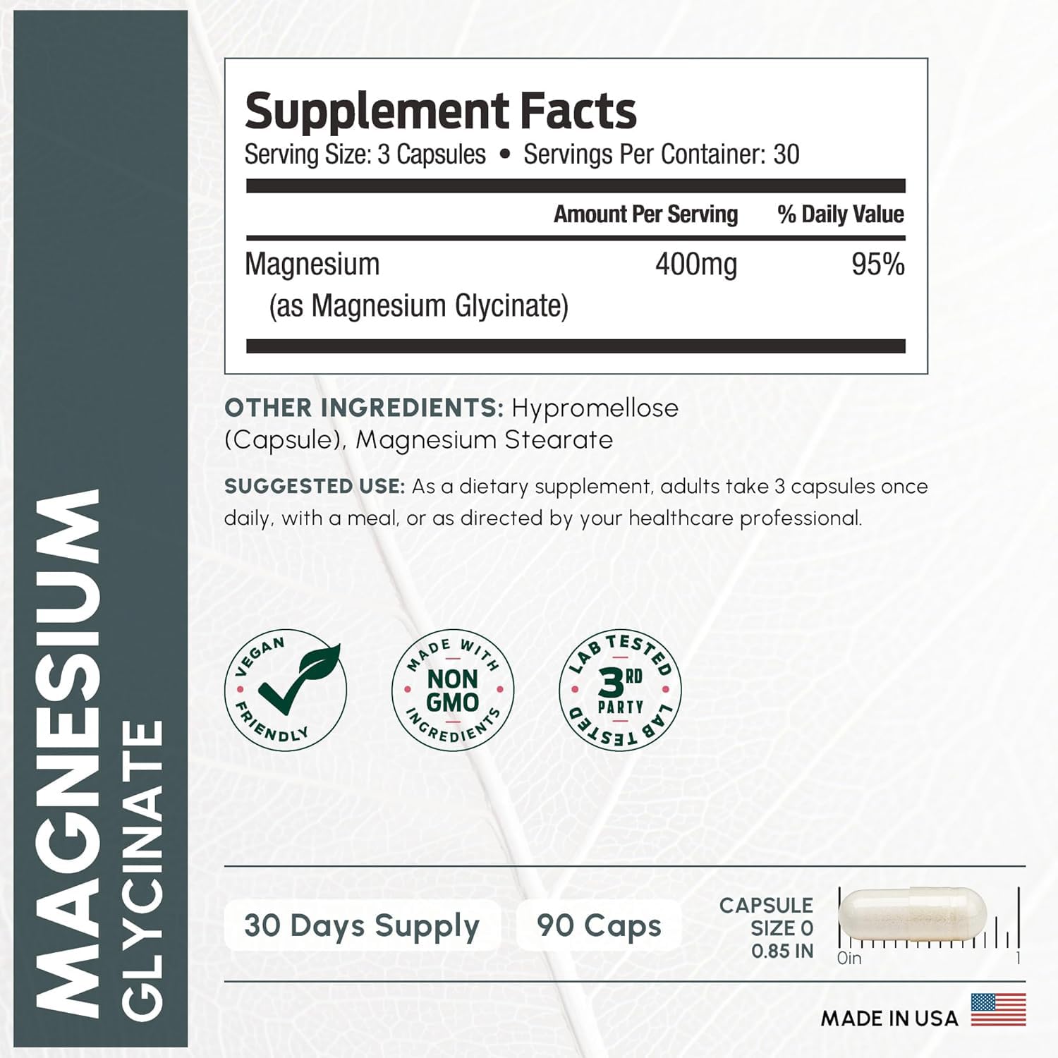 ForestLeaf Magnesium Glycinate 400mg capsules packaging
