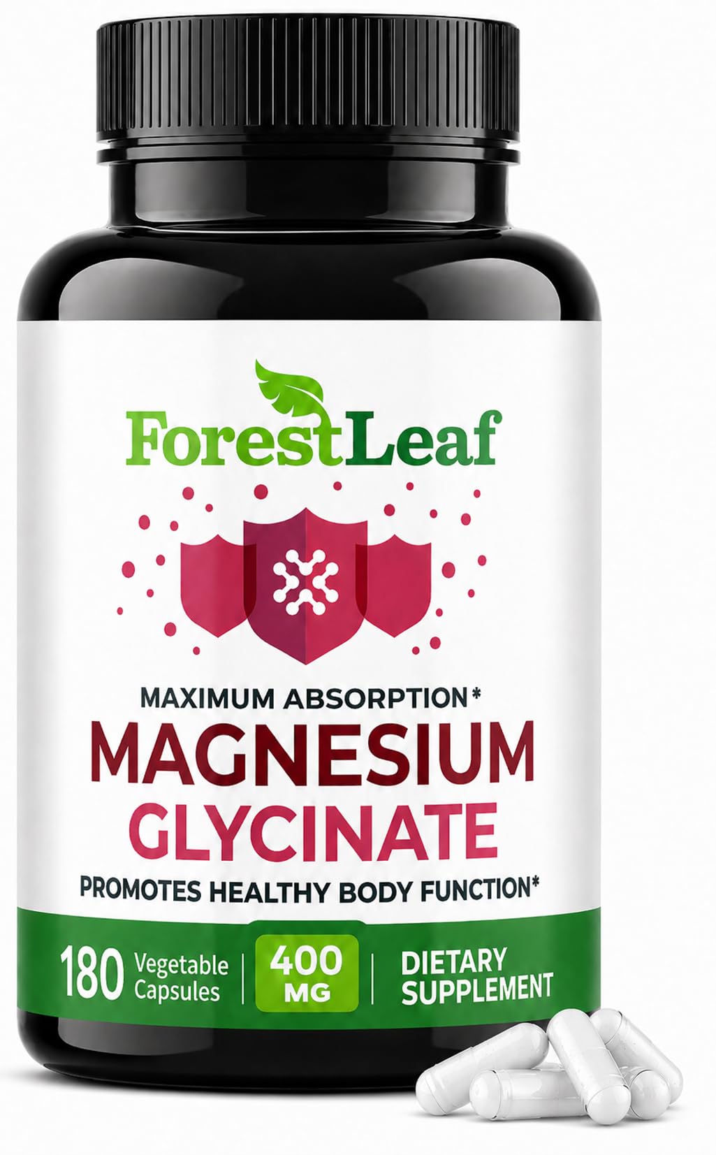 ForestLeaf Magnesium Glycinate Supplement 400mg front view