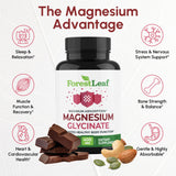 ForestLeaf Magnesium Glycinate Supplement 400mg on a wooden table