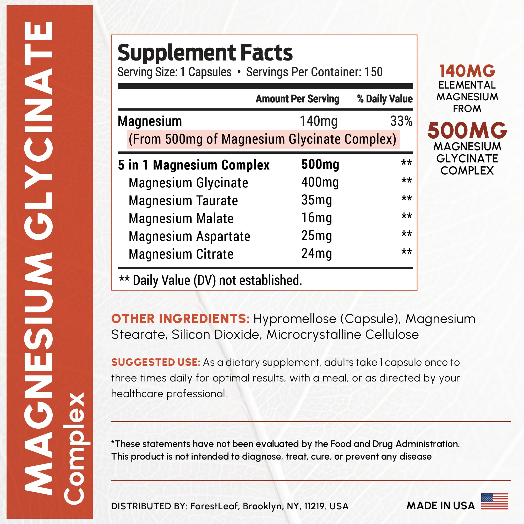 ForestLeaf Magnesium Glycinate Supplement 400mg packaging