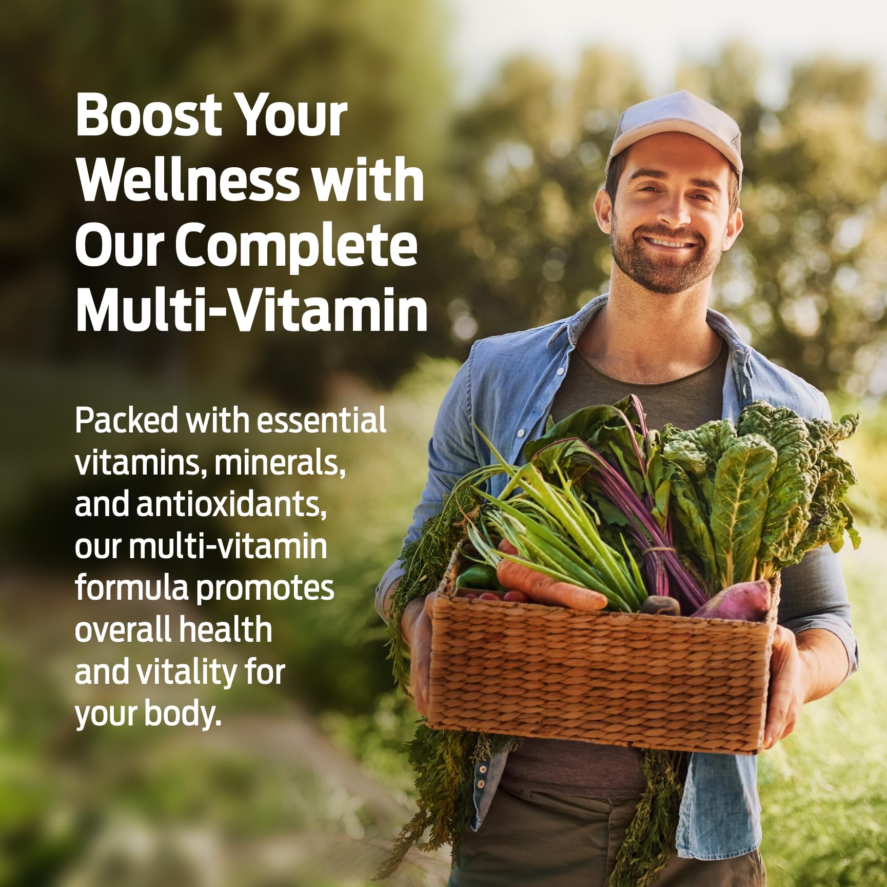 ForestLeaf Men's Multivitamin Capsules with a glass of water