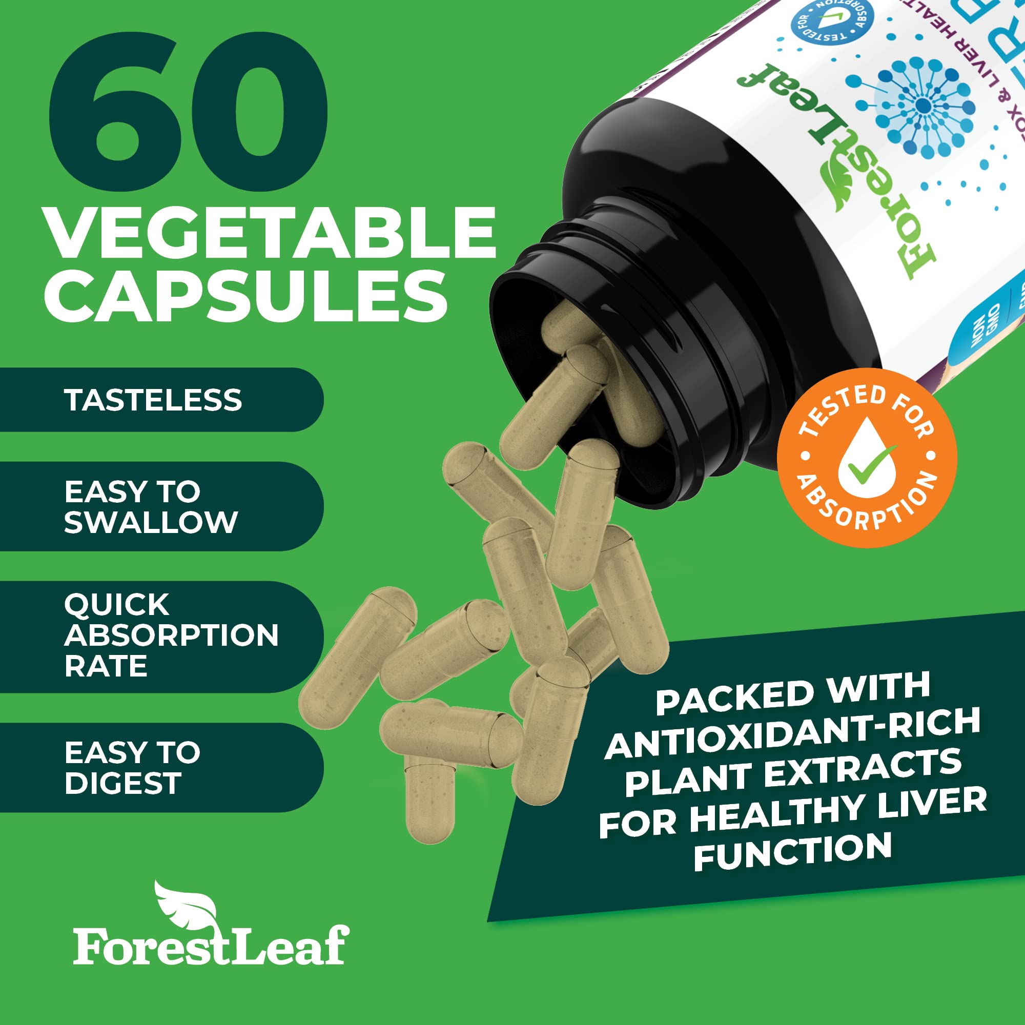 ForestLeaf Milk Thistle Supplement bottle with organic herbs