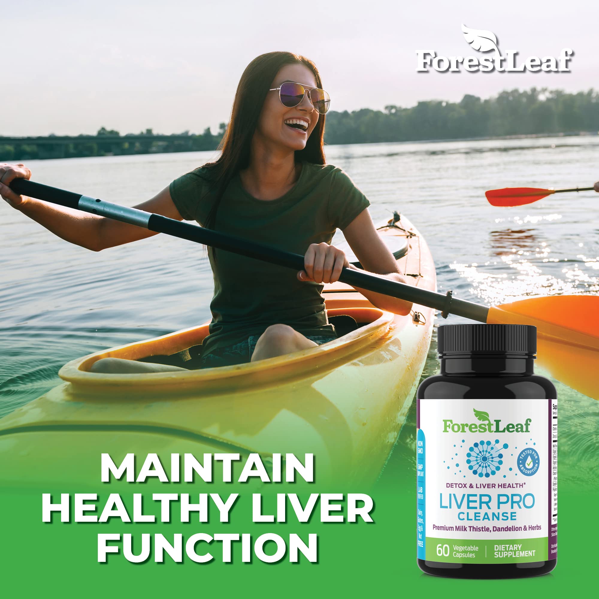 ForestLeaf Milk Thistle Supplement on a wooden table