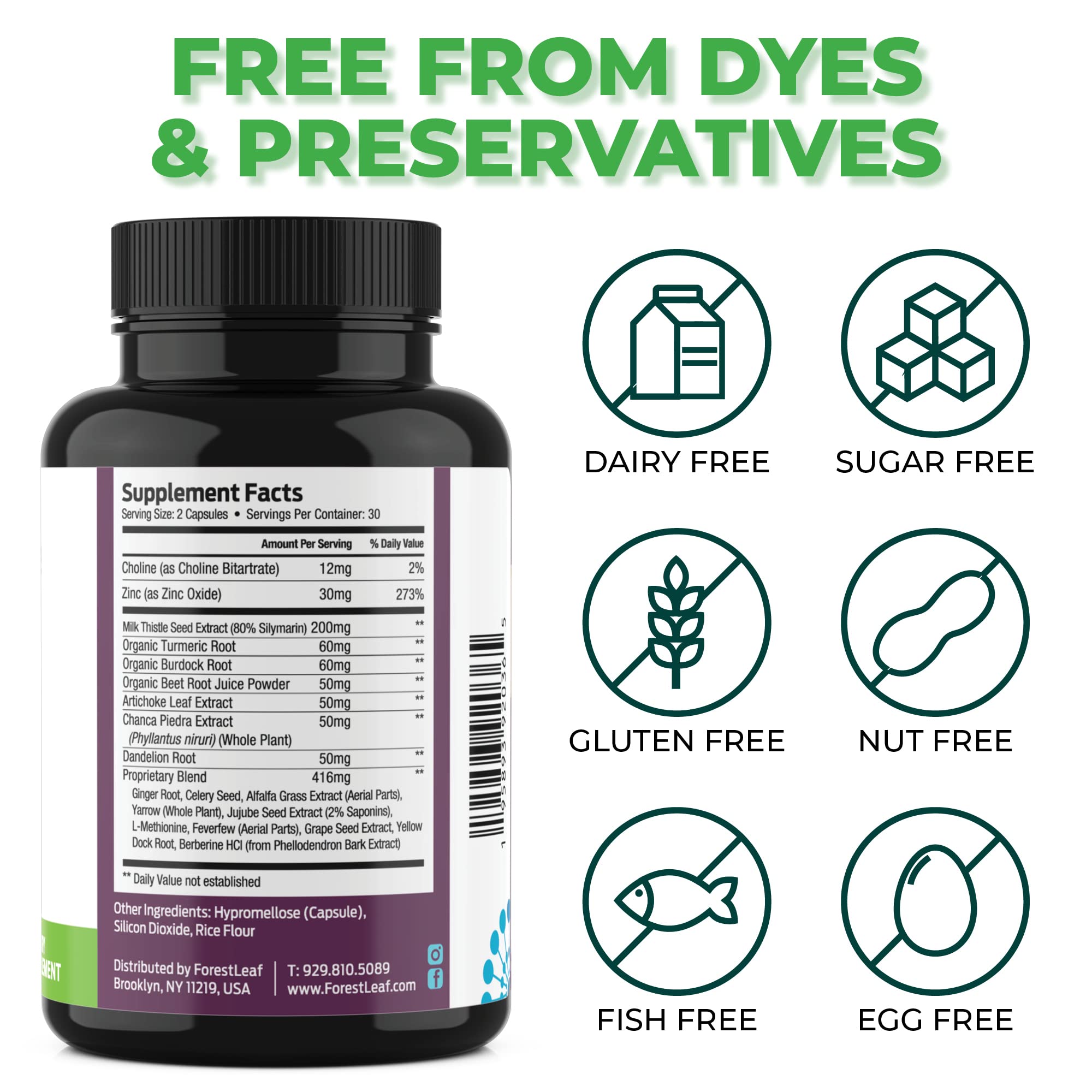 ForestLeaf Milk Thistle Supplement packaging details