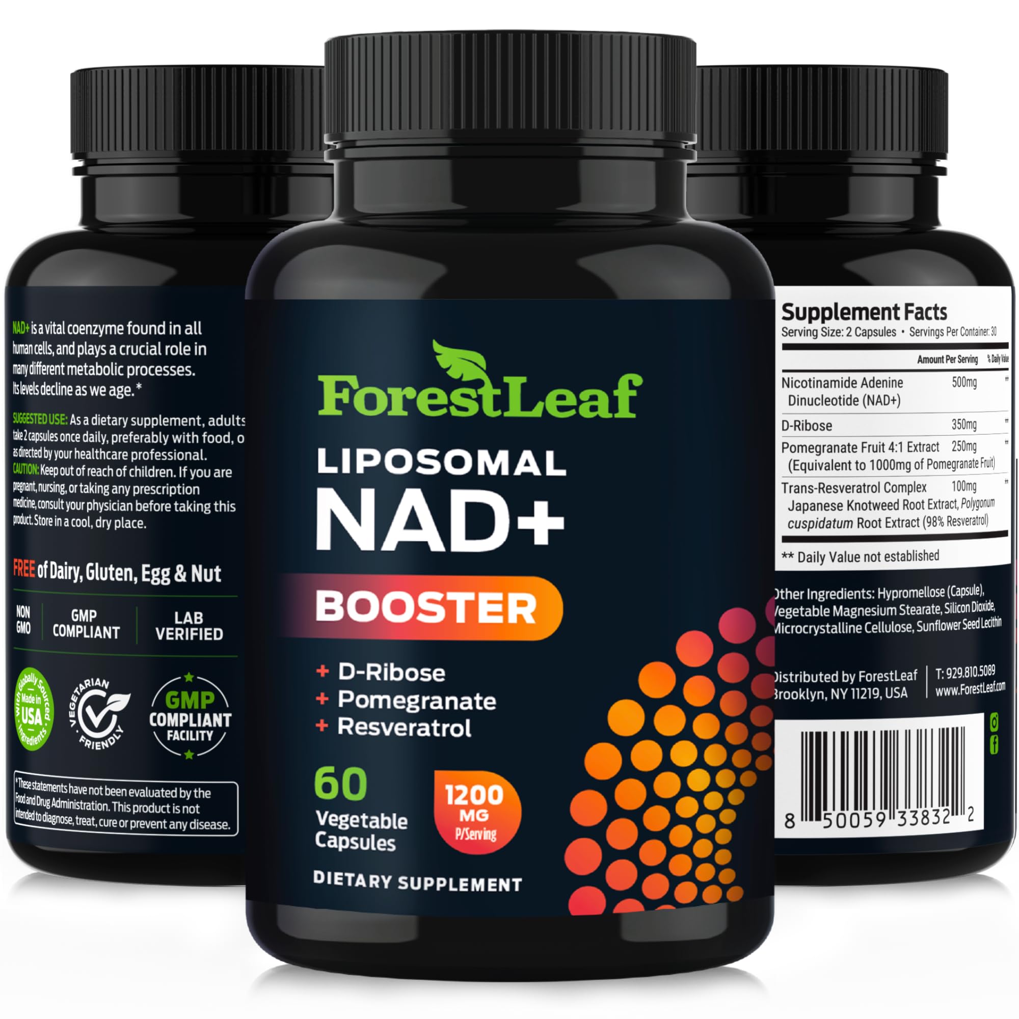 ForestLeaf NAD+ Supplement 500mg with a glass of water