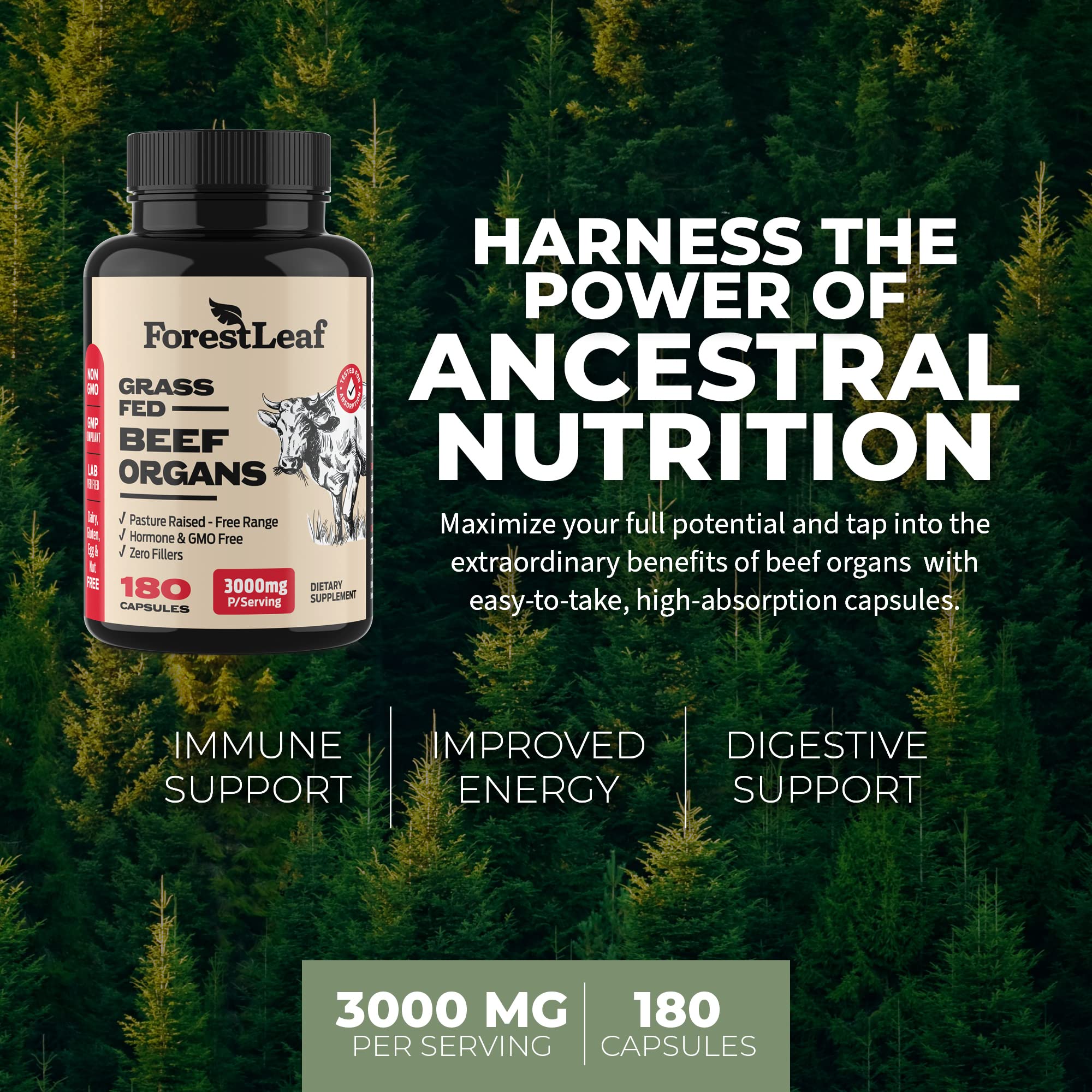 ForestLeaf Organ Meat Supplement bottle with label