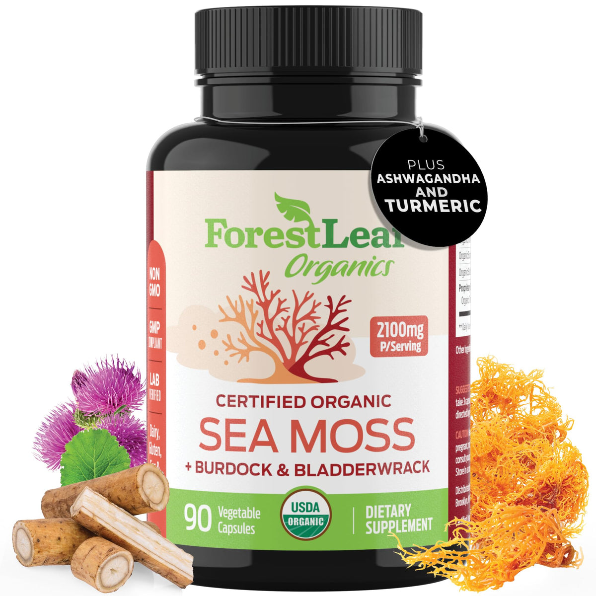 ForestLeaf Organic Sea Moss Capsules 750mg front view