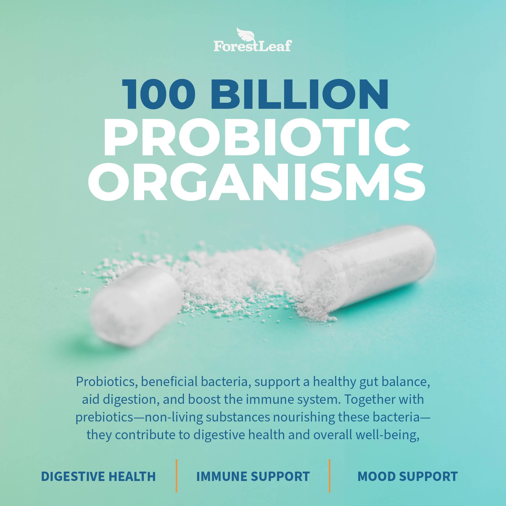 ForestLeaf Probiotics & Prebiotics 100 Billion CFU ingredients list