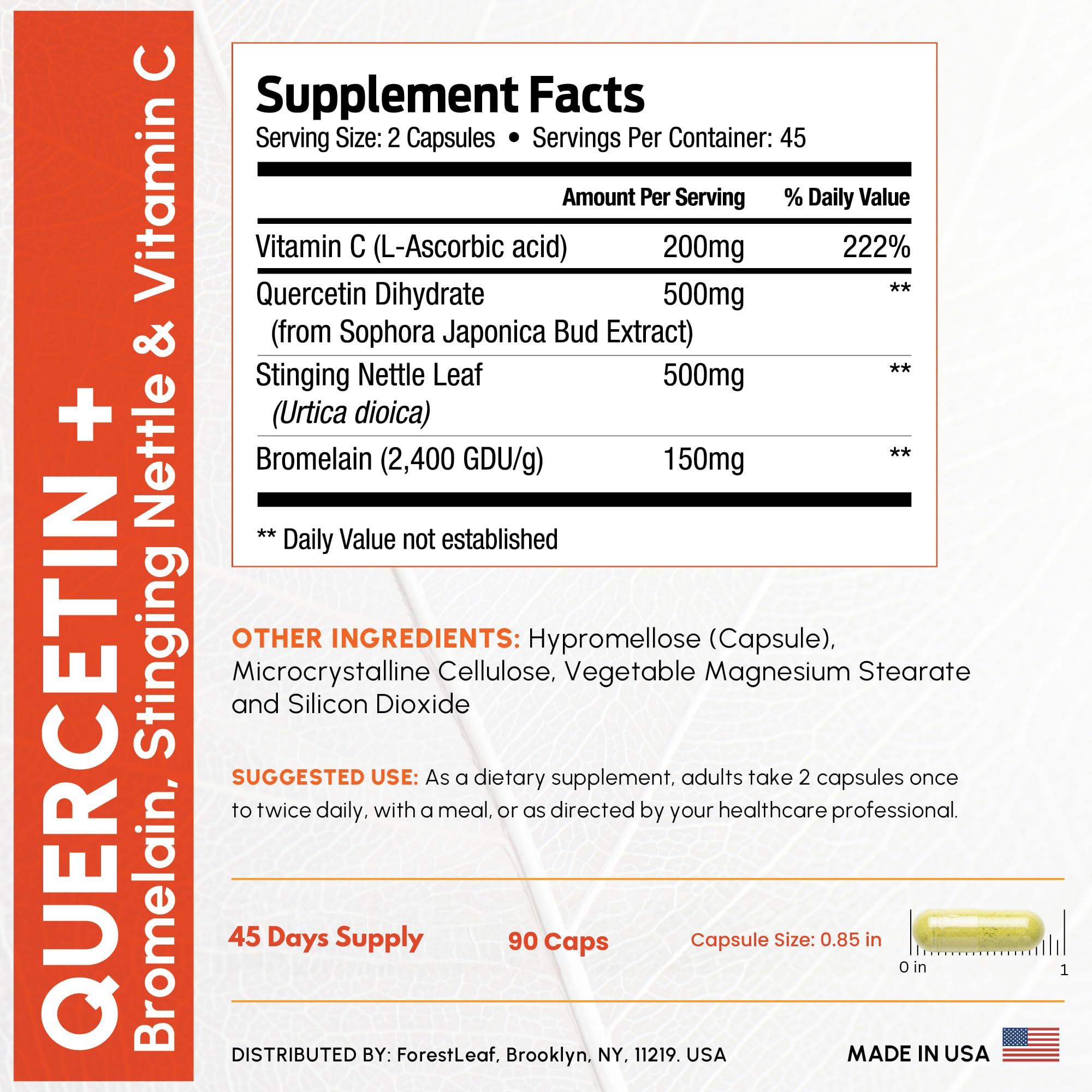 ForestLeaf Quercetin 500mg Supplement packaging