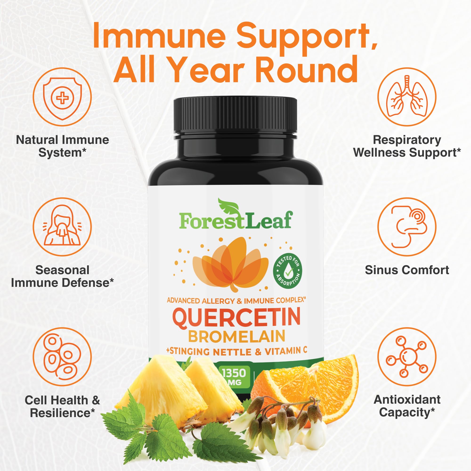 ForestLeaf Quercetin 500mg Supplement side view