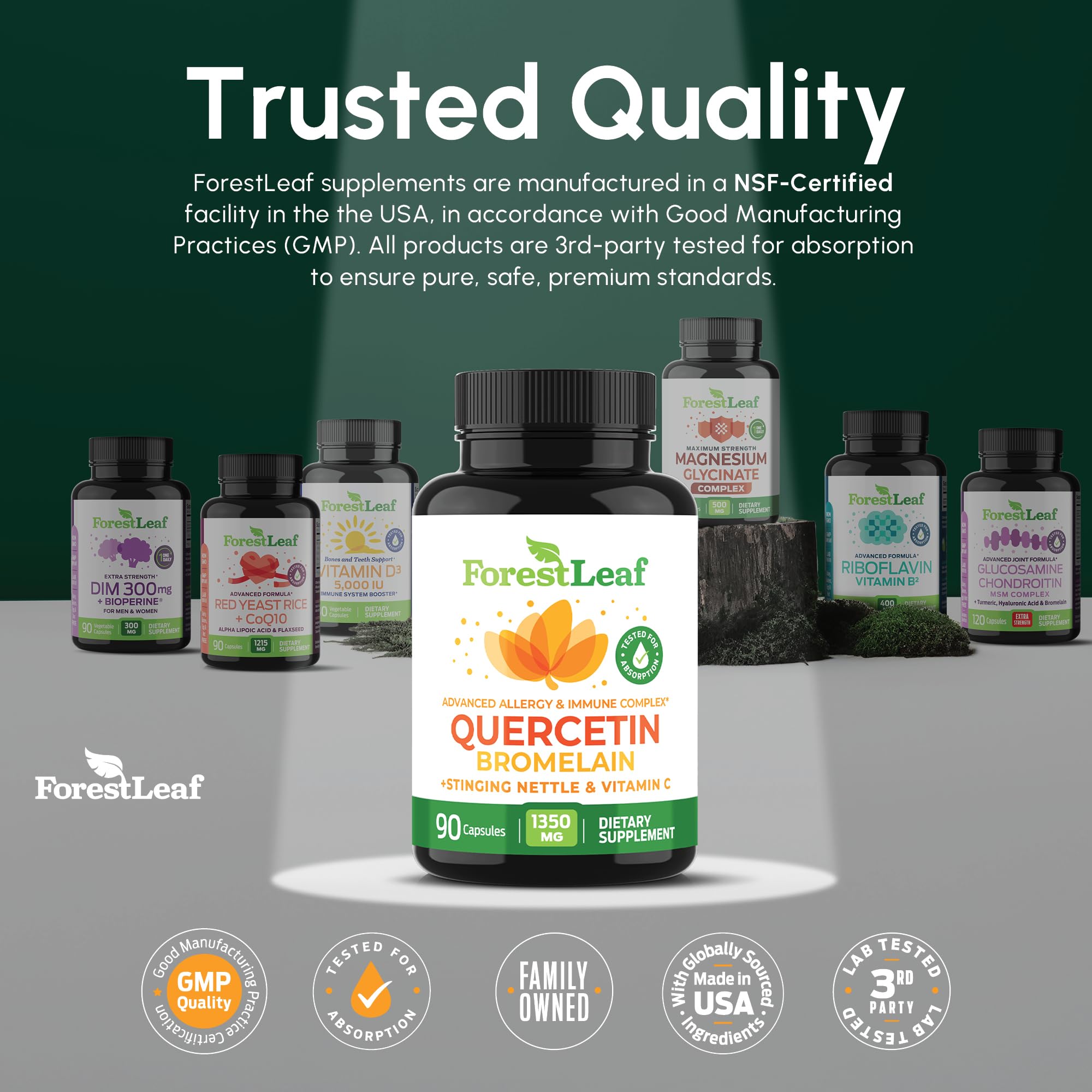 ForestLeaf Quercetin 500mg Supplement with bromelain