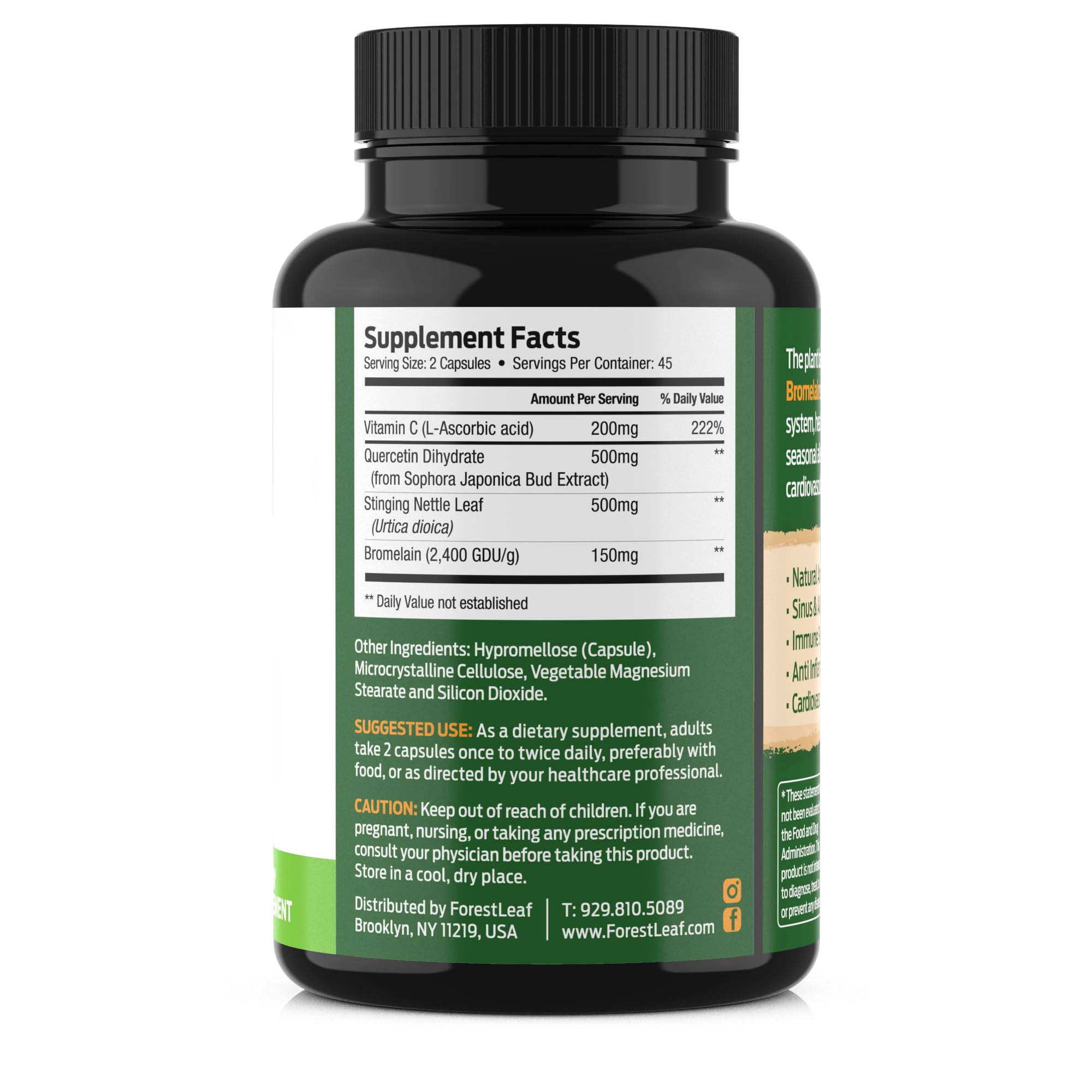 ForestLeaf Quercetin 500mg Supplement with vitamin C