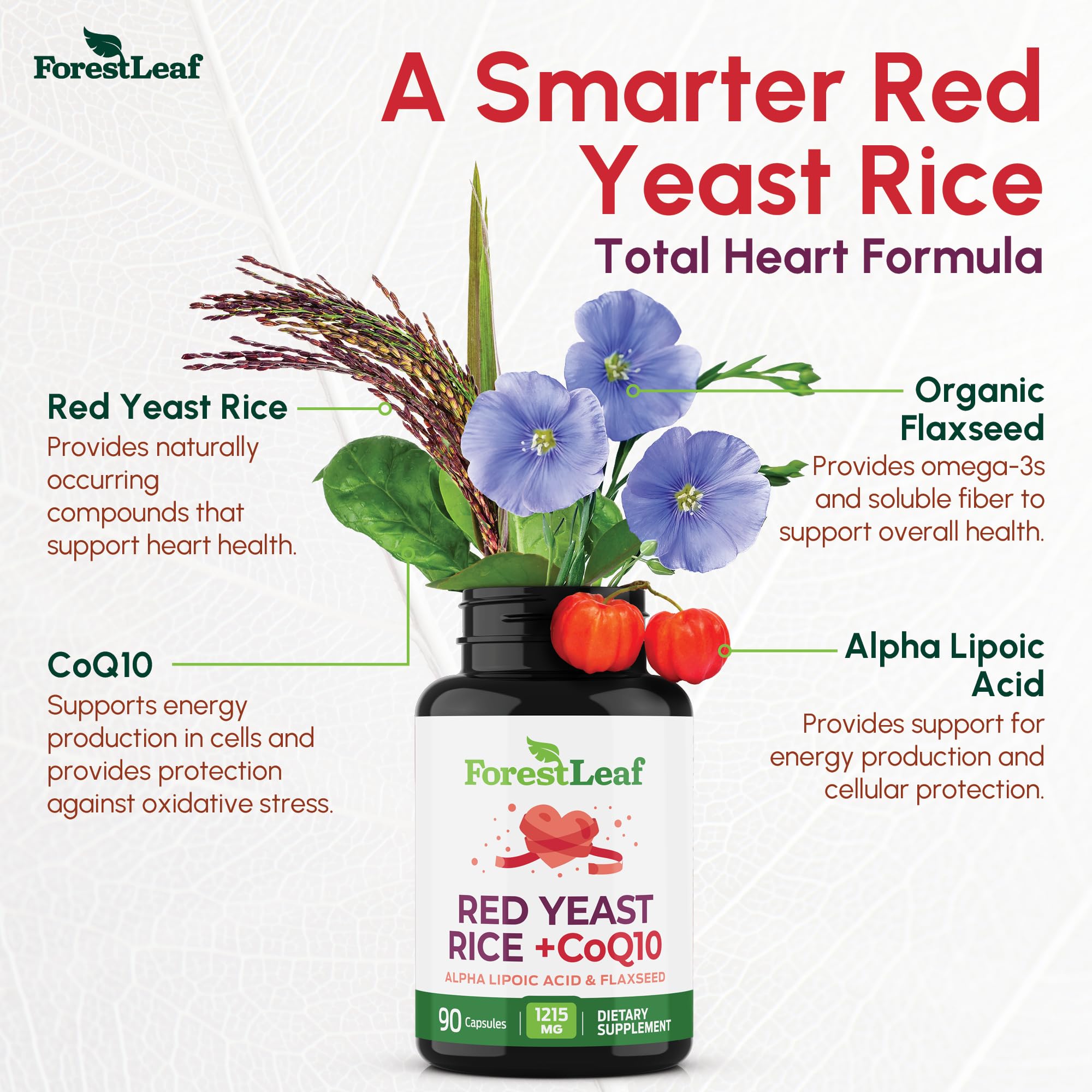 ForestLeaf Red Yeast Rice supplement bottle side view