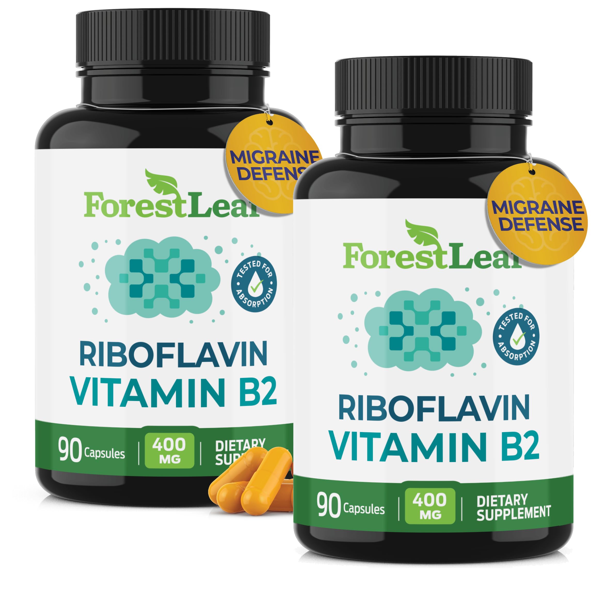 ForestLeaf Vitamin B2 Riboflavin 400mg Supplement front view