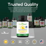ForestLeaf Vitamin D3 50000 IU capsules in a hand