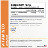 ForestLeaf Vitamin D3 50000 IU capsules on a wooden table