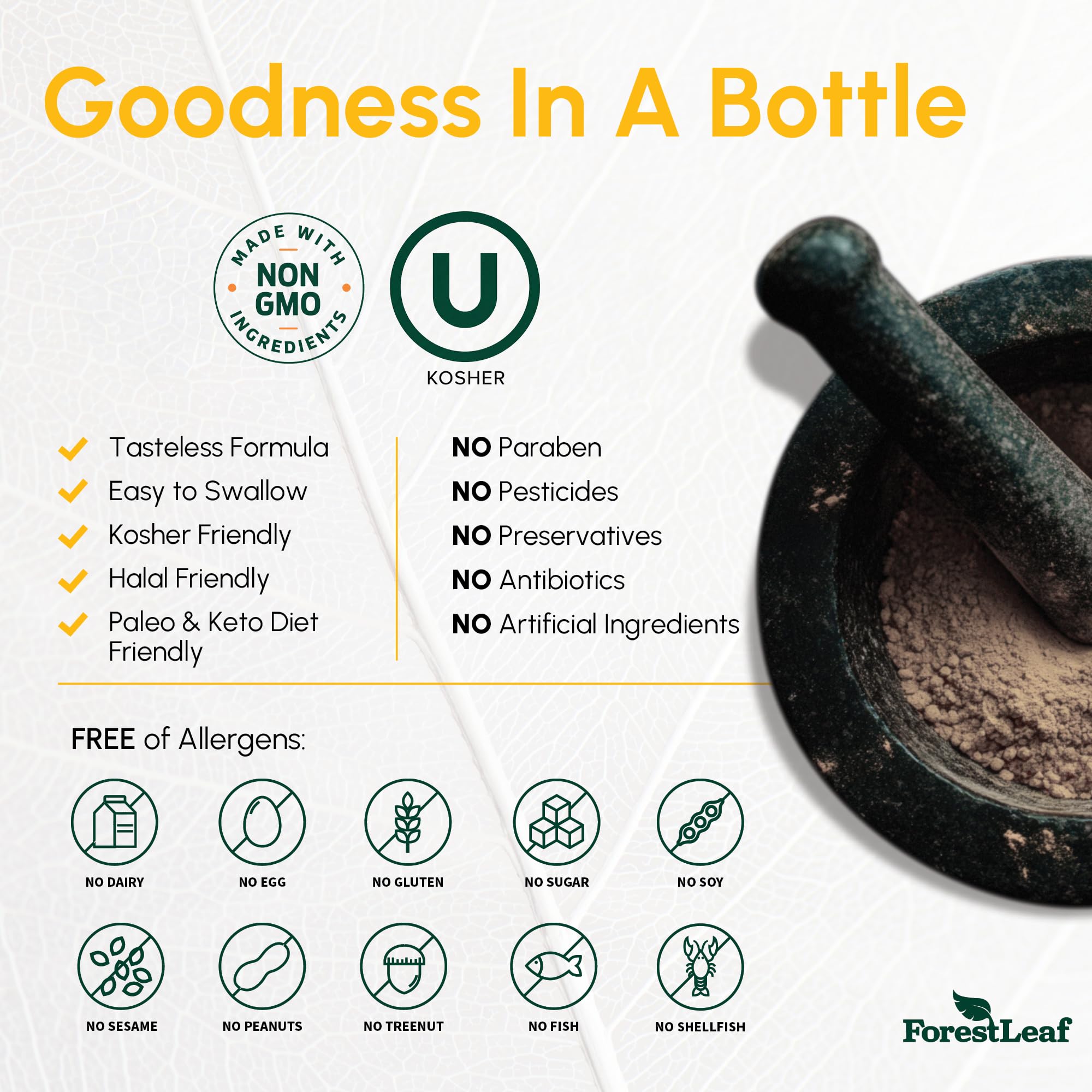 ForestLeaf Vitamin D3 50000 IU capsules with a measuring spoon