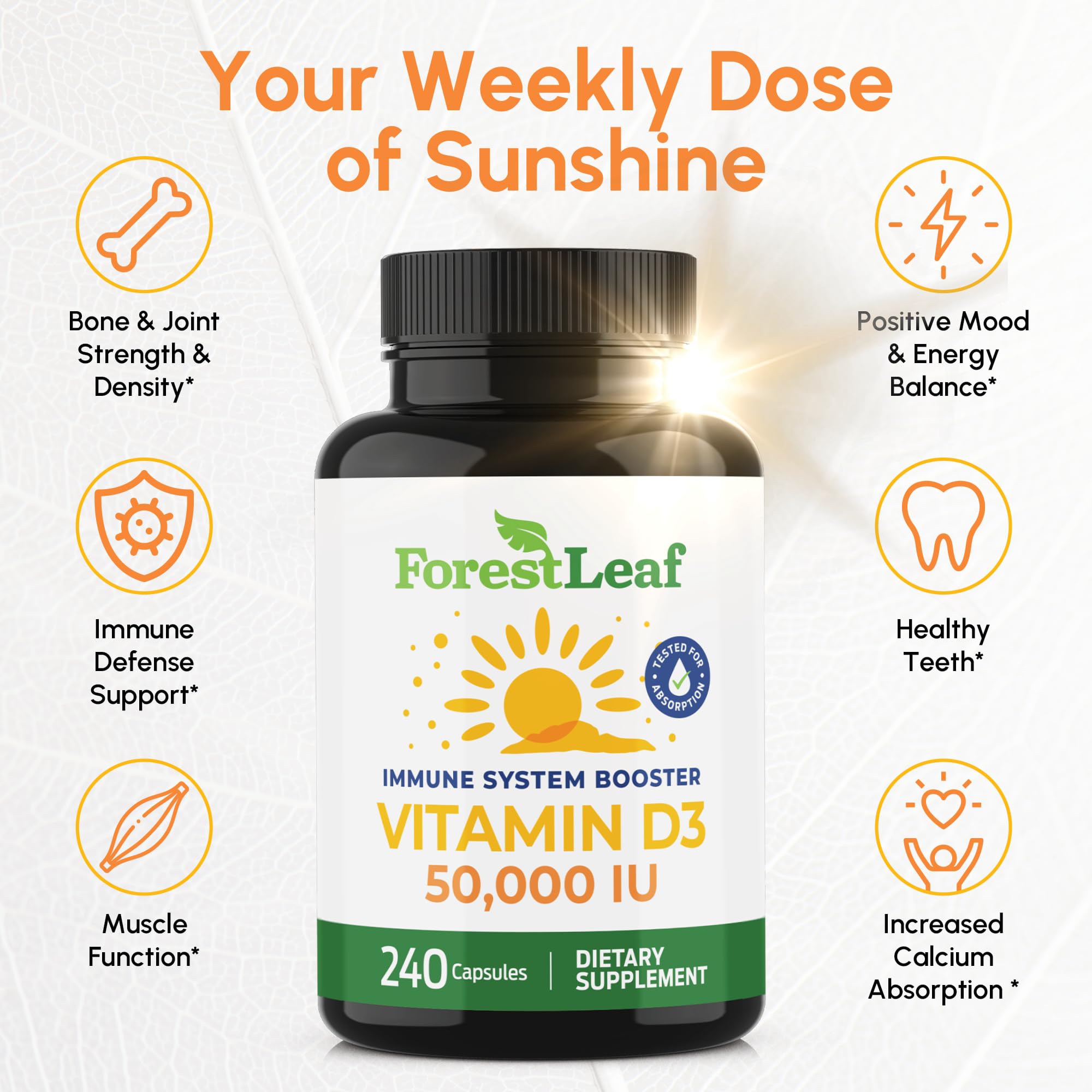 ForestLeaf Vitamin D3 50000 IU packaging side view