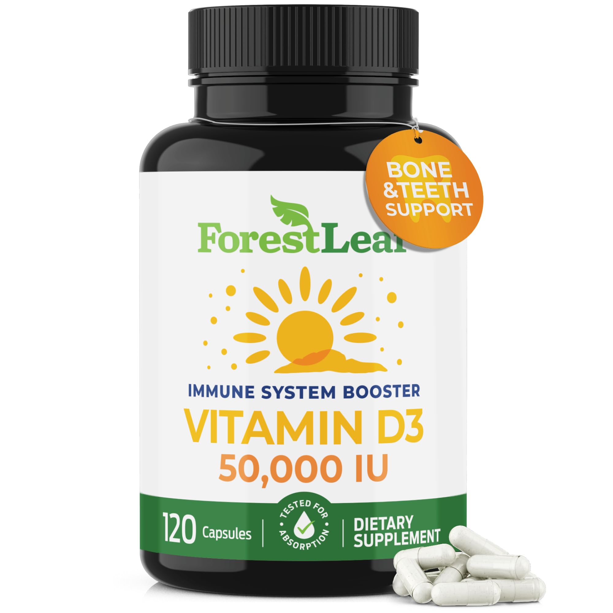 ForestLeaf Vitamin D3 50000 IU weekly capsules front view