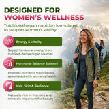 ForestLeaf Women's Beef Organ Complex capsules on a wooden table
