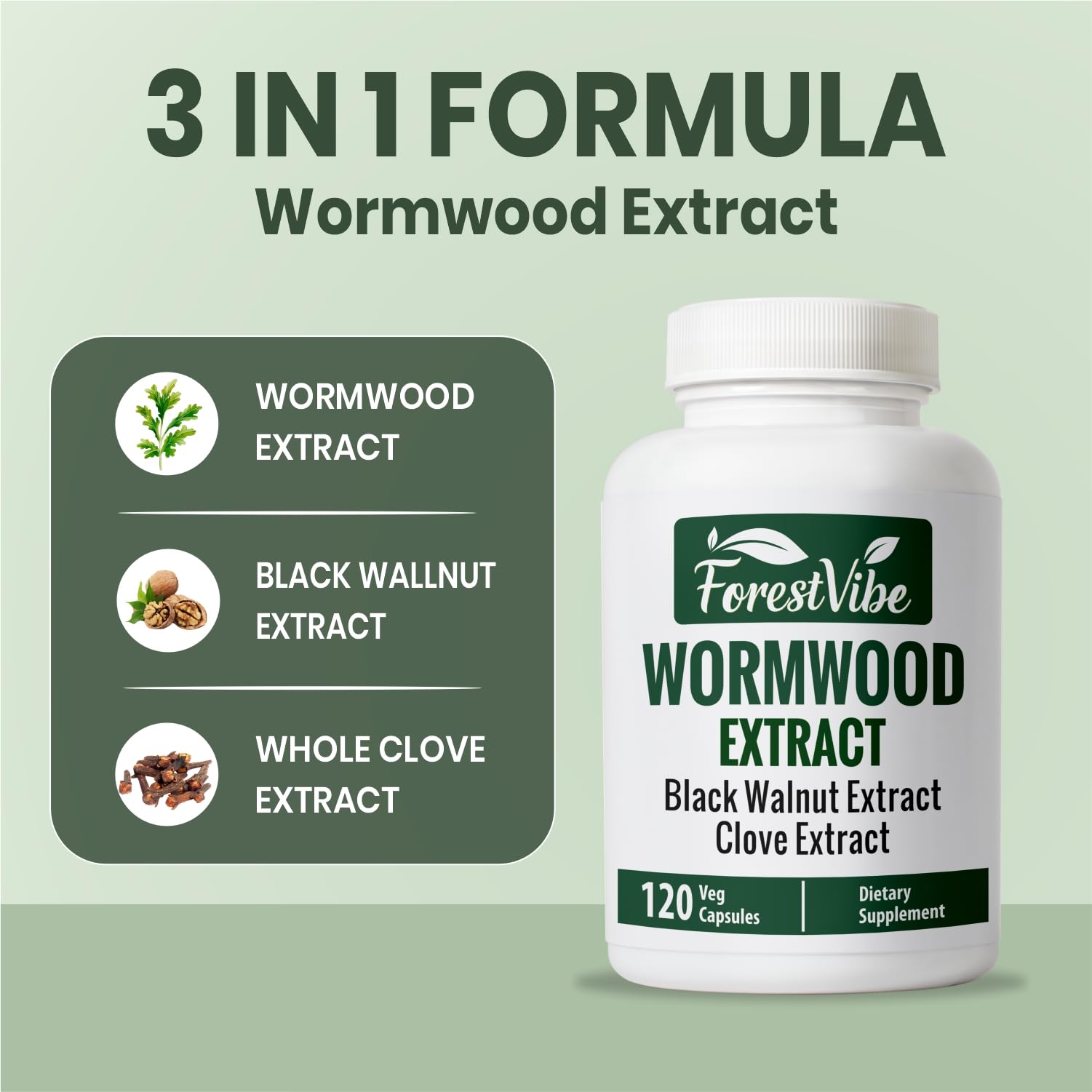 ForestVibe 3-in-1 Herbal Complex bottle side view
