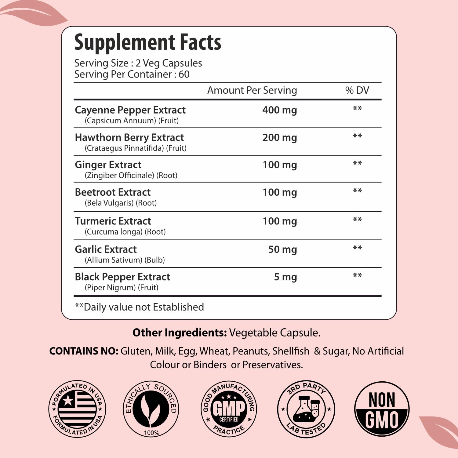 ForestVibe Cayenne Pepper Capsules side view with label