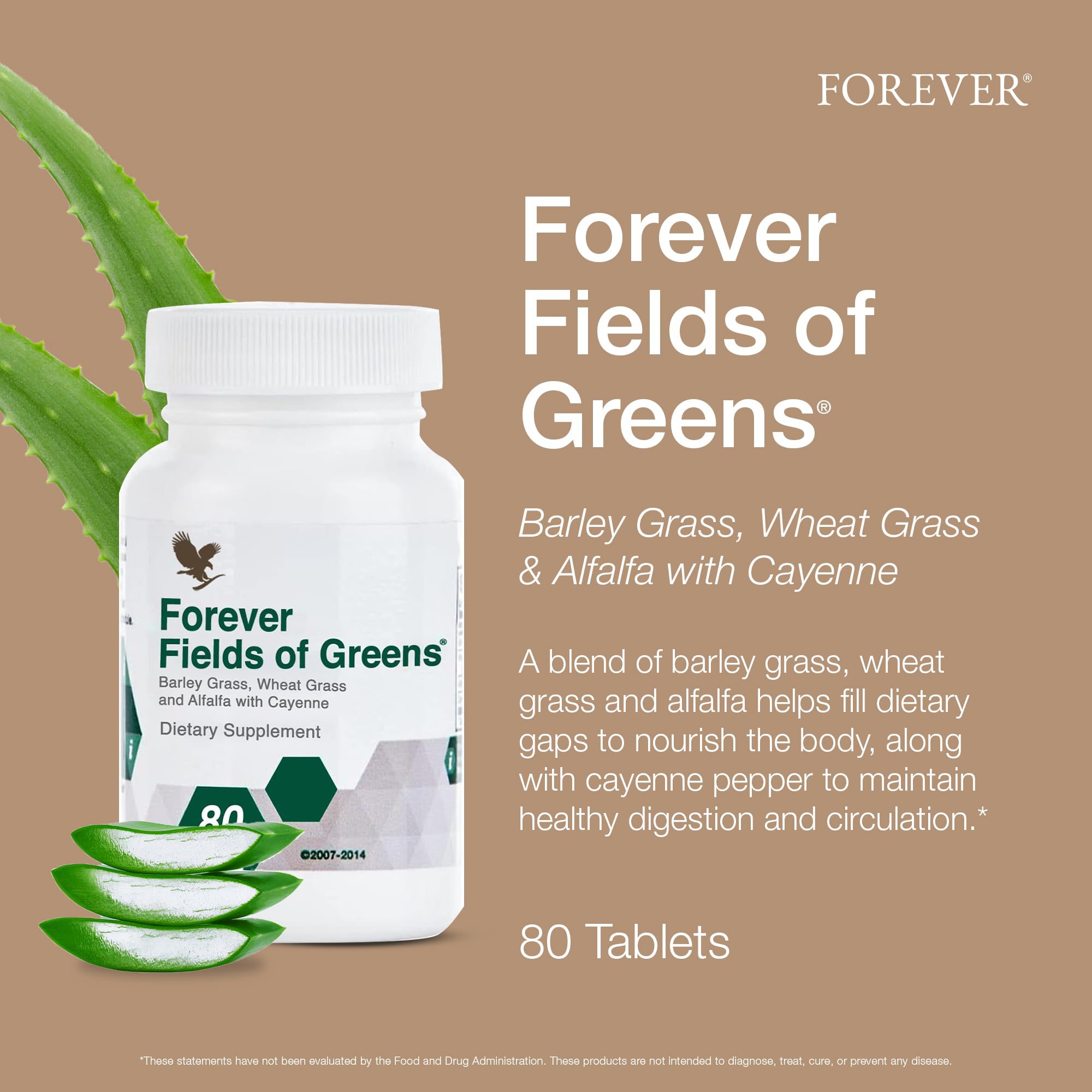 Forever Living Fields of Greens Alfalfa Supplement packaging