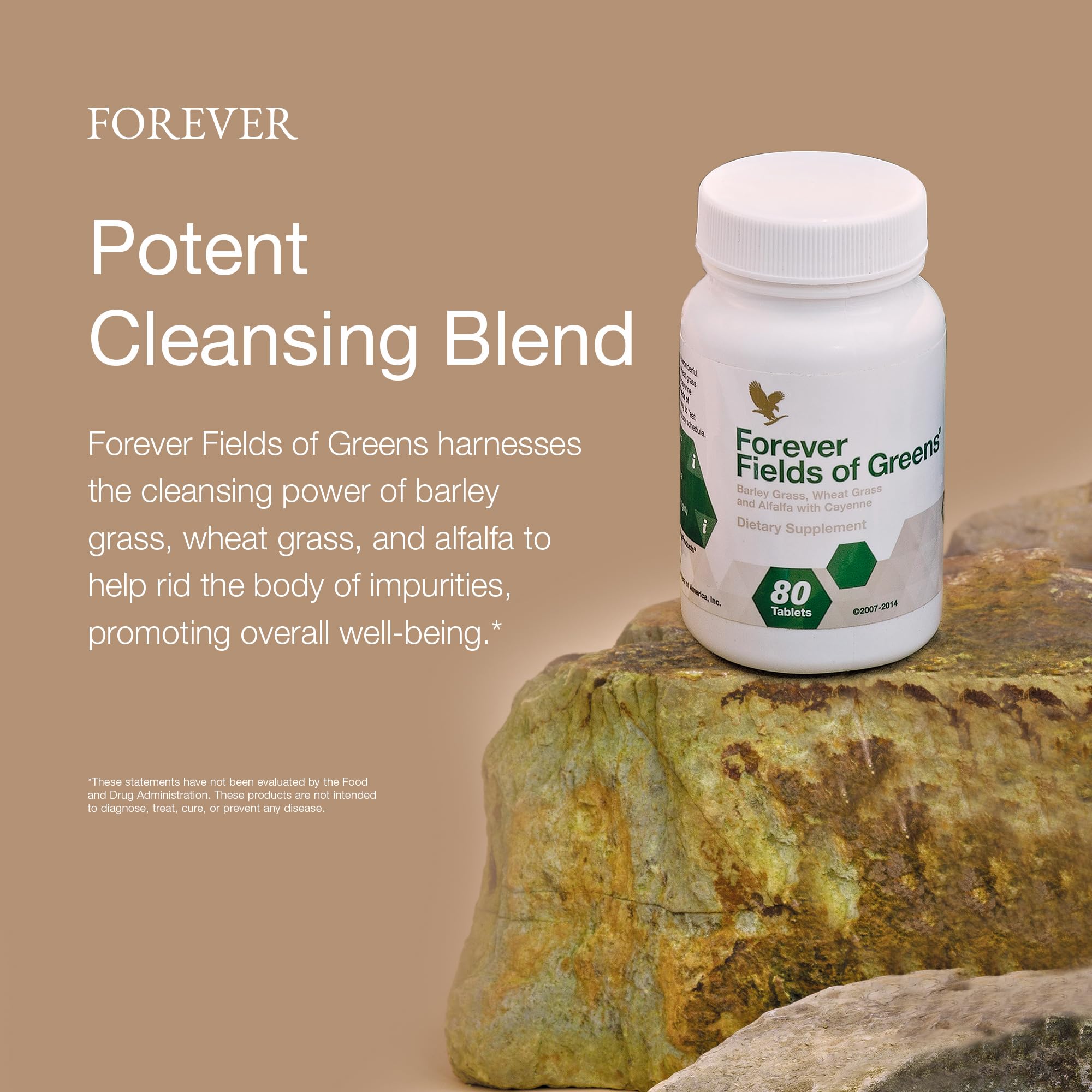 Forever Living Fields of Greens Alfalfa Supplement side view