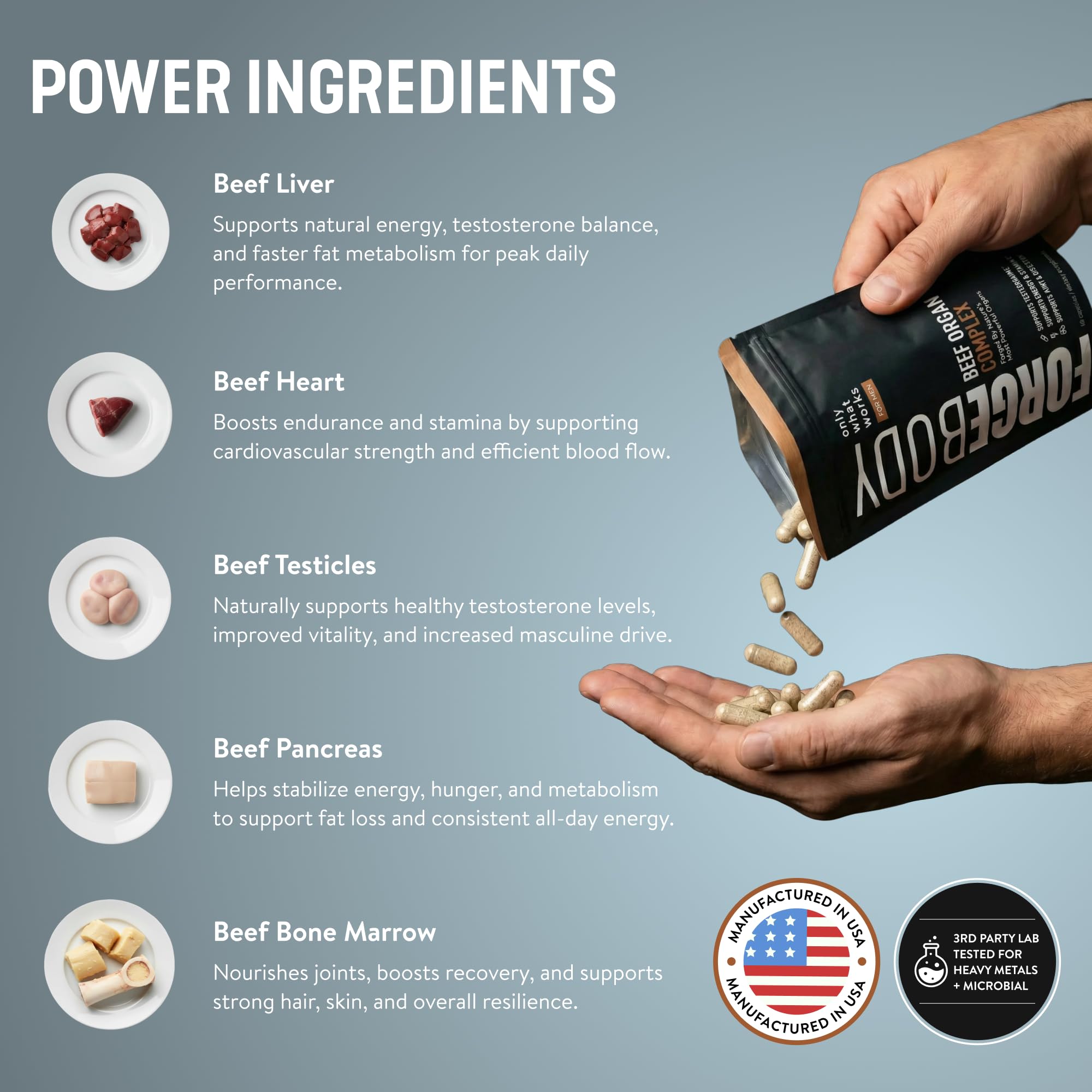 FORGEMEN Organ Complex Liver Extract Capsules side view
