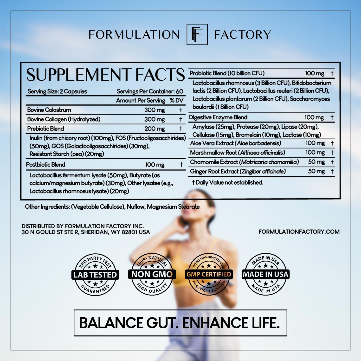 Formulation Factory Gut Intellect 10-in-1 Prebiotic Supplement capsule close-up