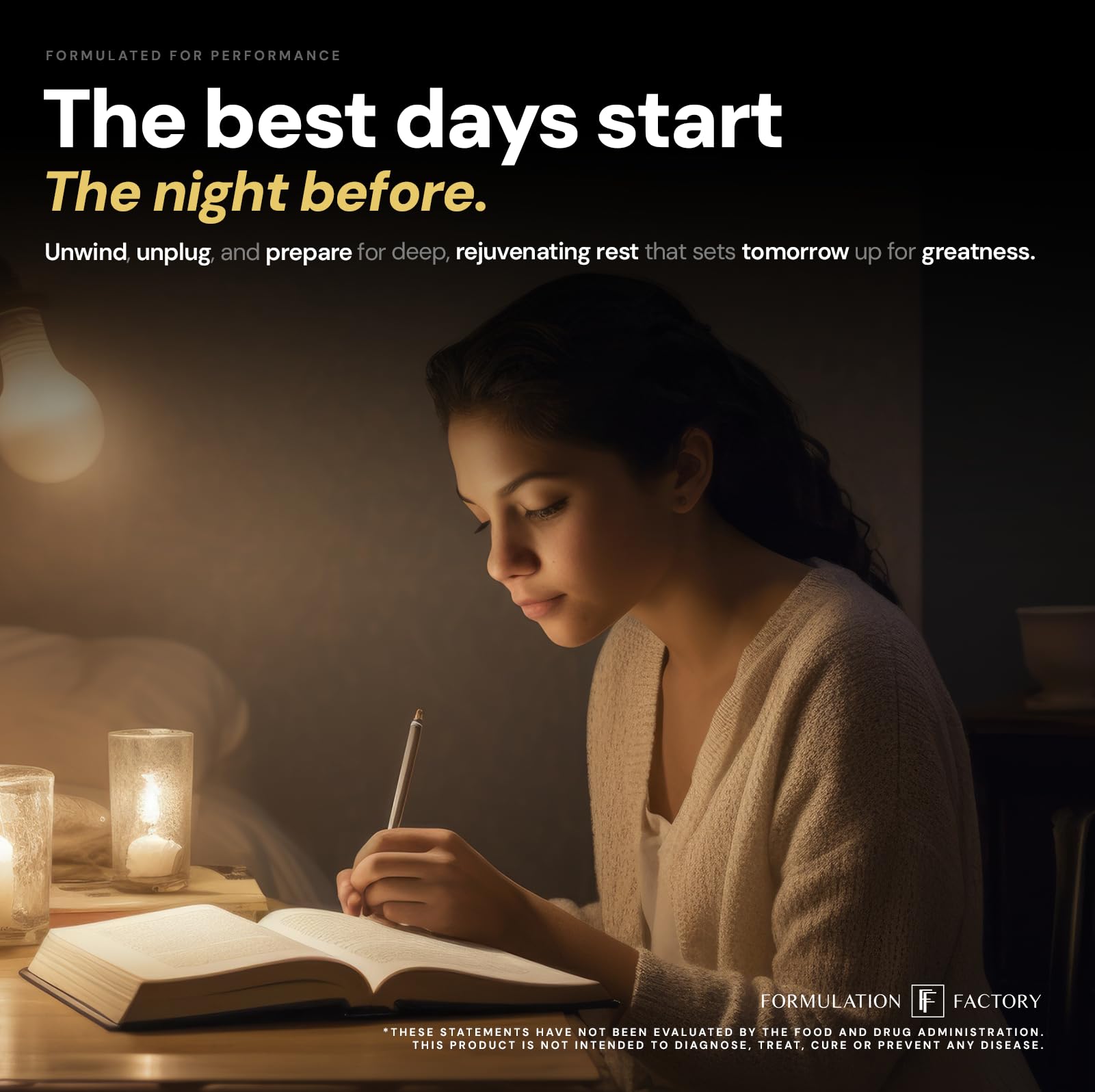 Formulation Factory Night Before Sleep Supplement capsules close-up