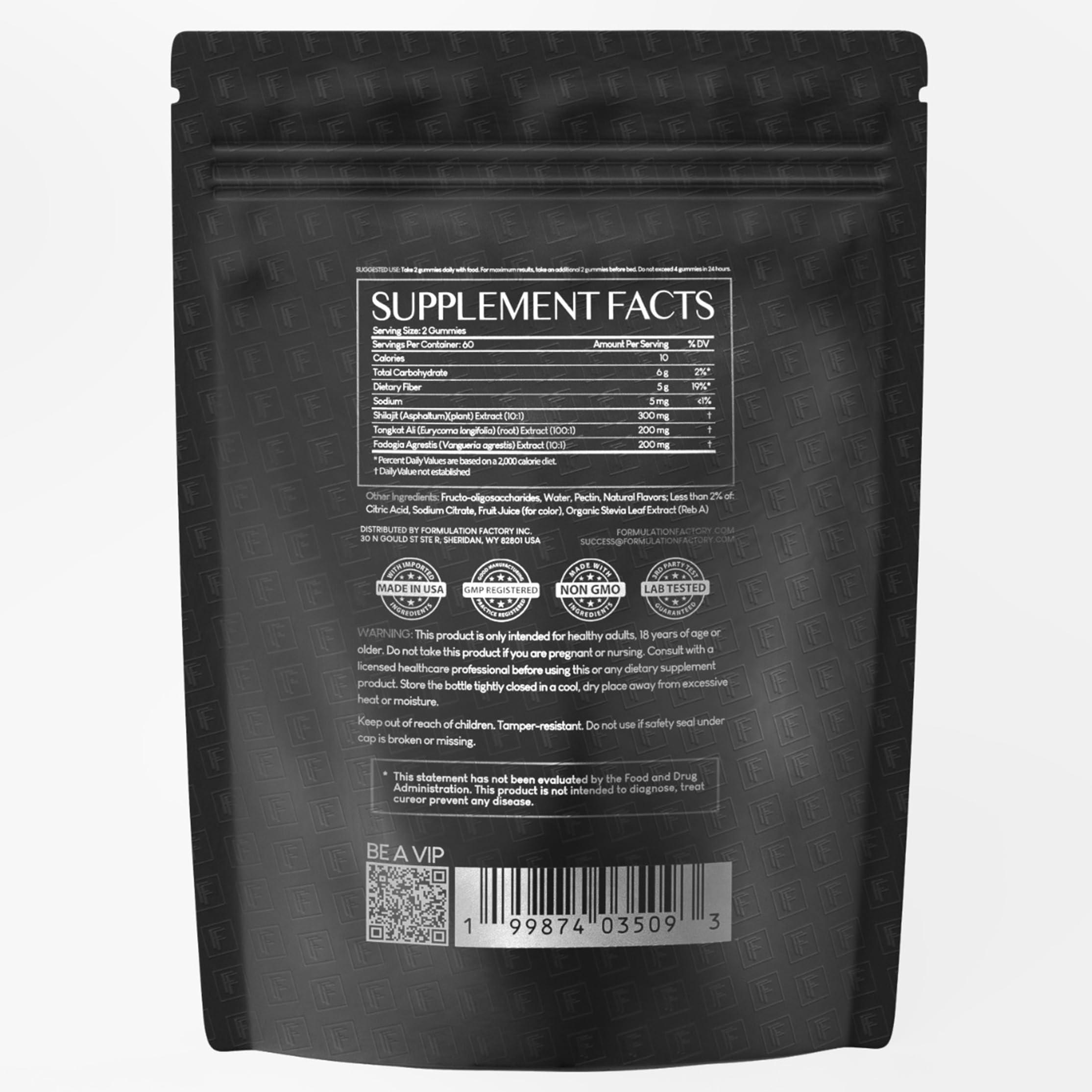 Formulation Factory Shilajit Gummies bottle with label