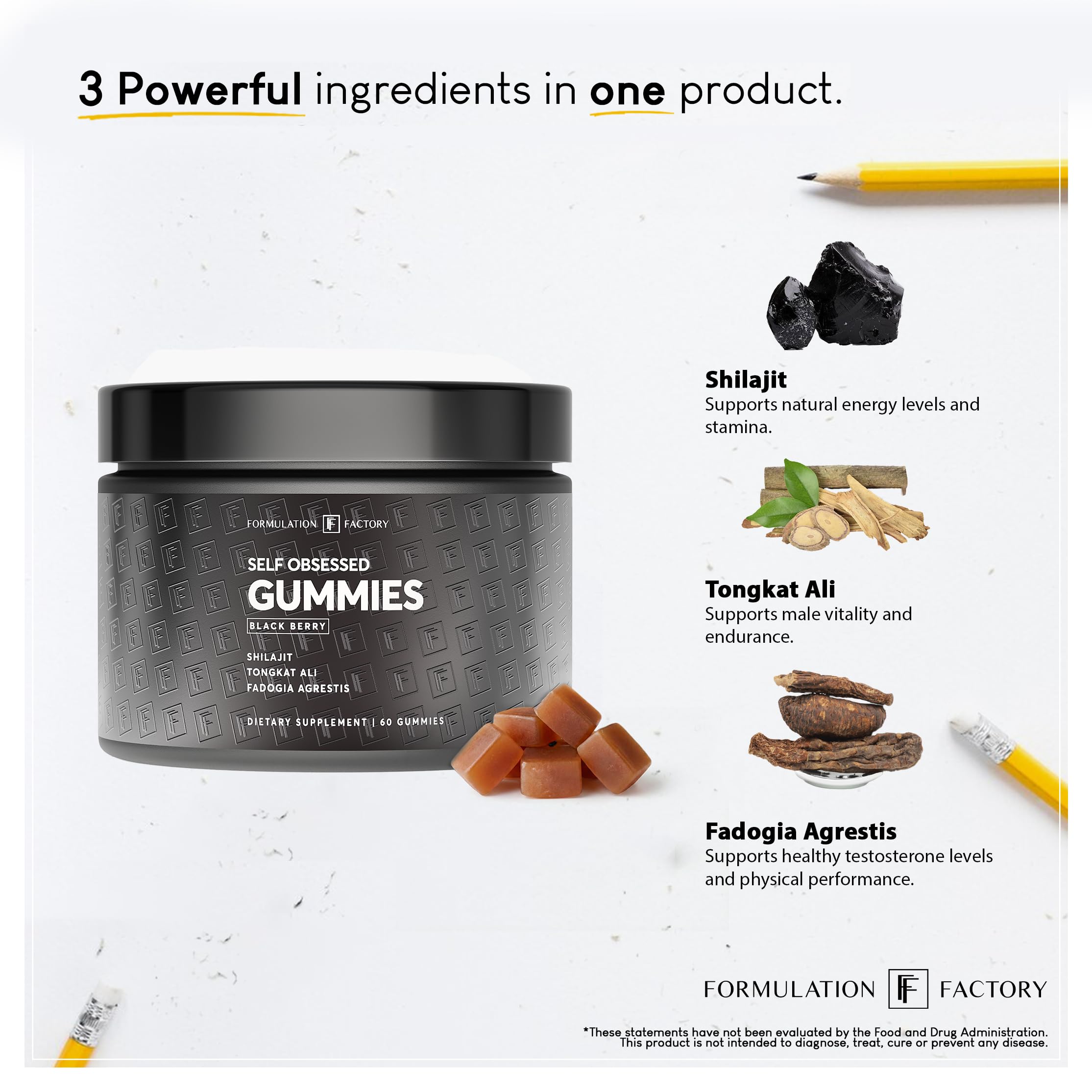 Formulation Factory Shilajit Gummies for Men nutritional information