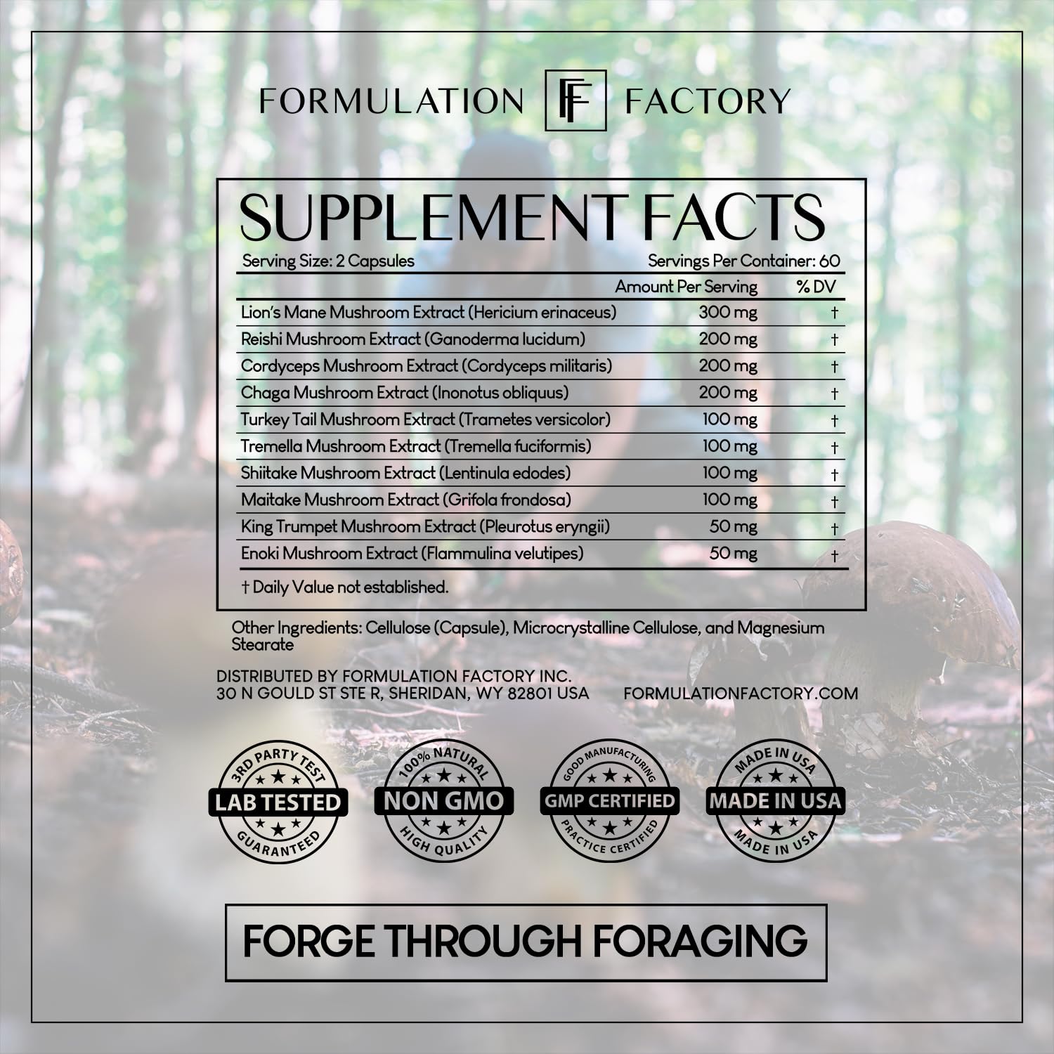 Formulation Factory Shroom Vroom ingredients list