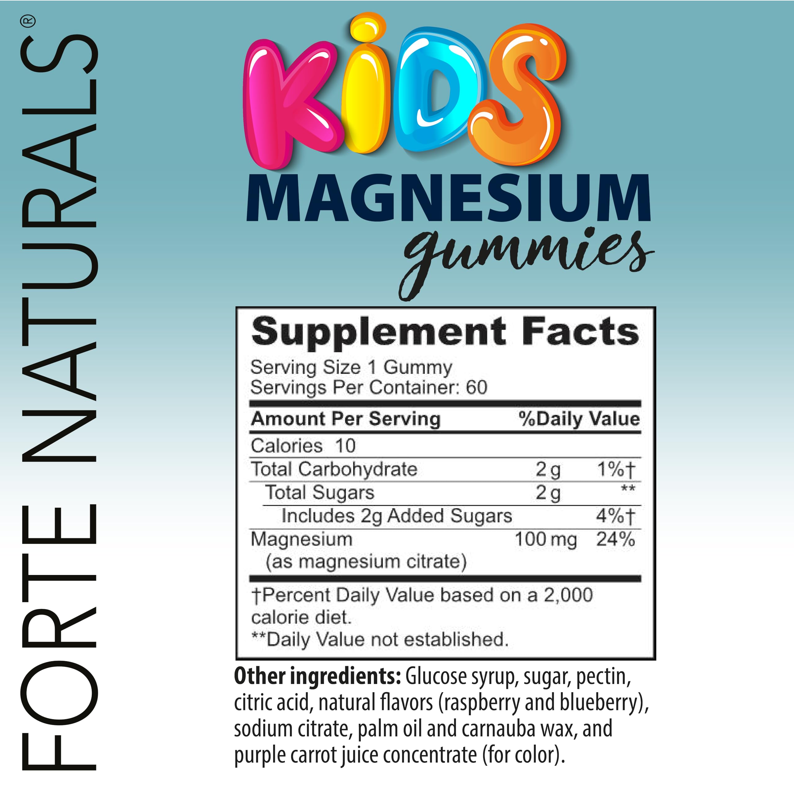 FORTE NATURALS Kids Magnesium Gummies on a kitchen counter