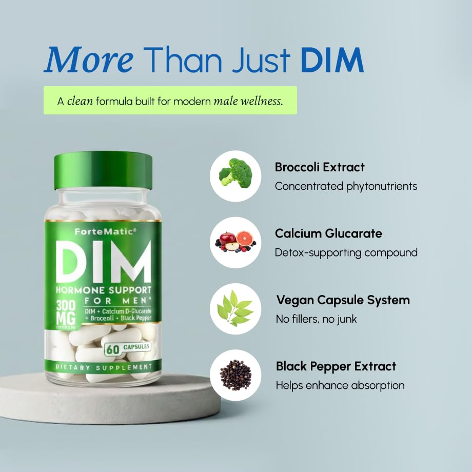 Fortematic DIM Supplement for Men on a wooden table