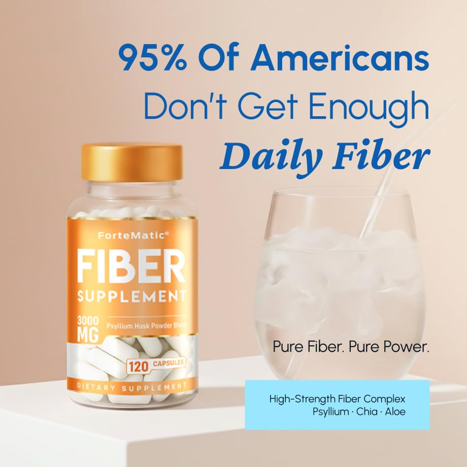 Fortematic Psyllium Husk Capsules opened bottle with capsules visible