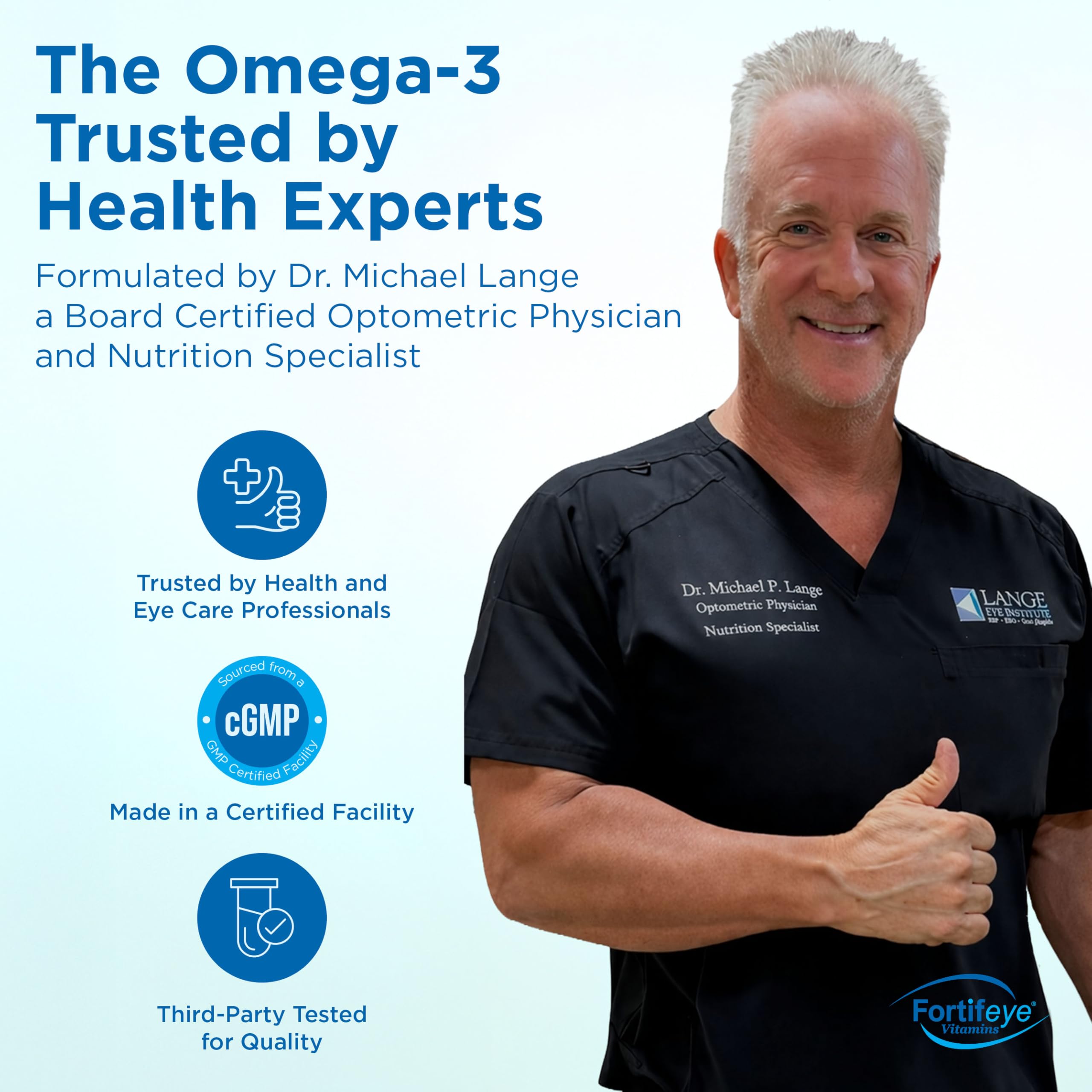 Fortifeye Vitamins Super Omega-3 Max Fish Oil 2400mg softgels on a wooden table