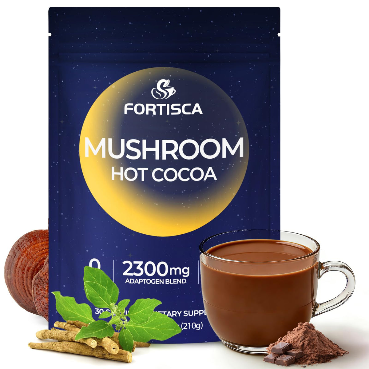 FORTISCA Mushroom Hot Cocoa front view packaging