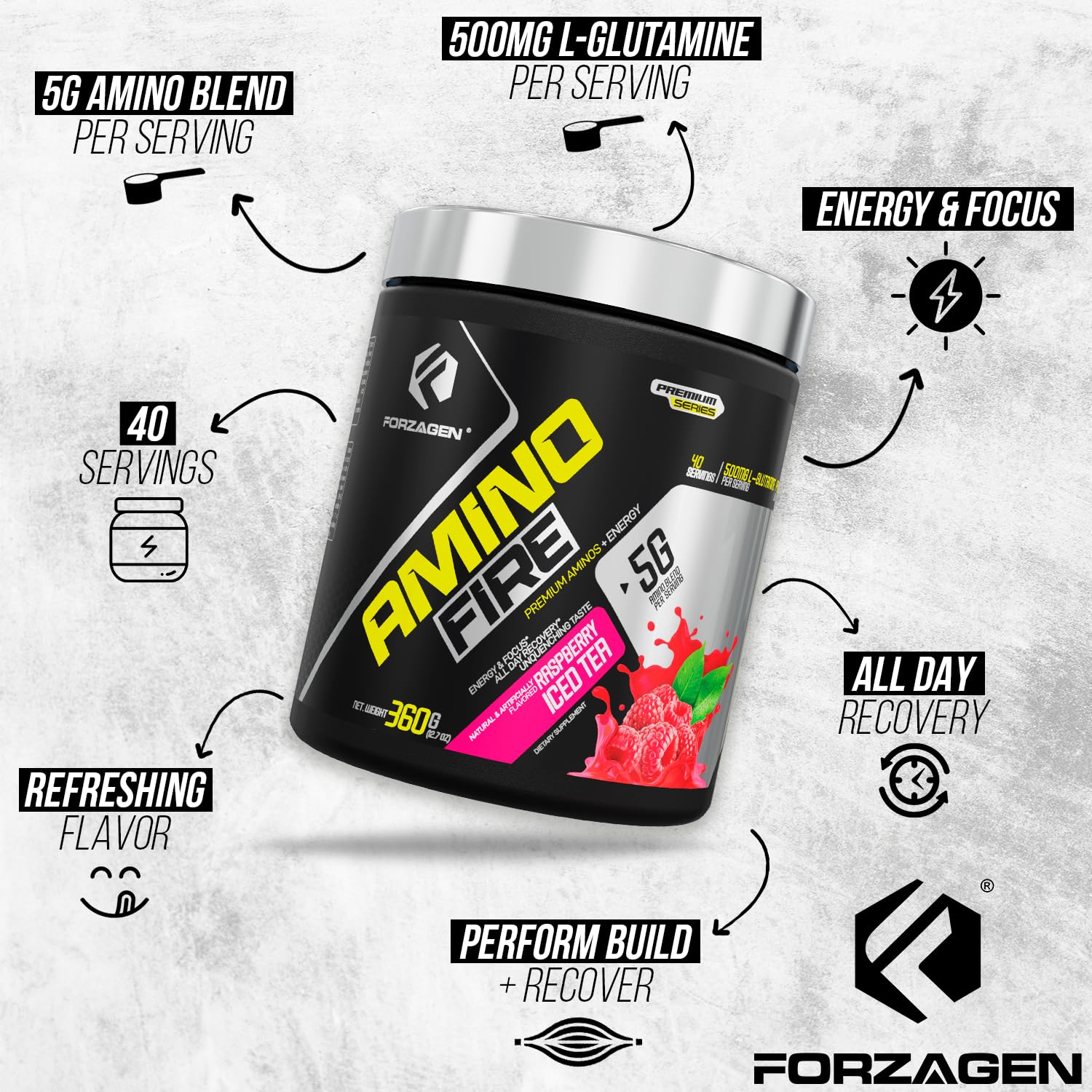Forzagen Amino Fire BCAA Powder scoop