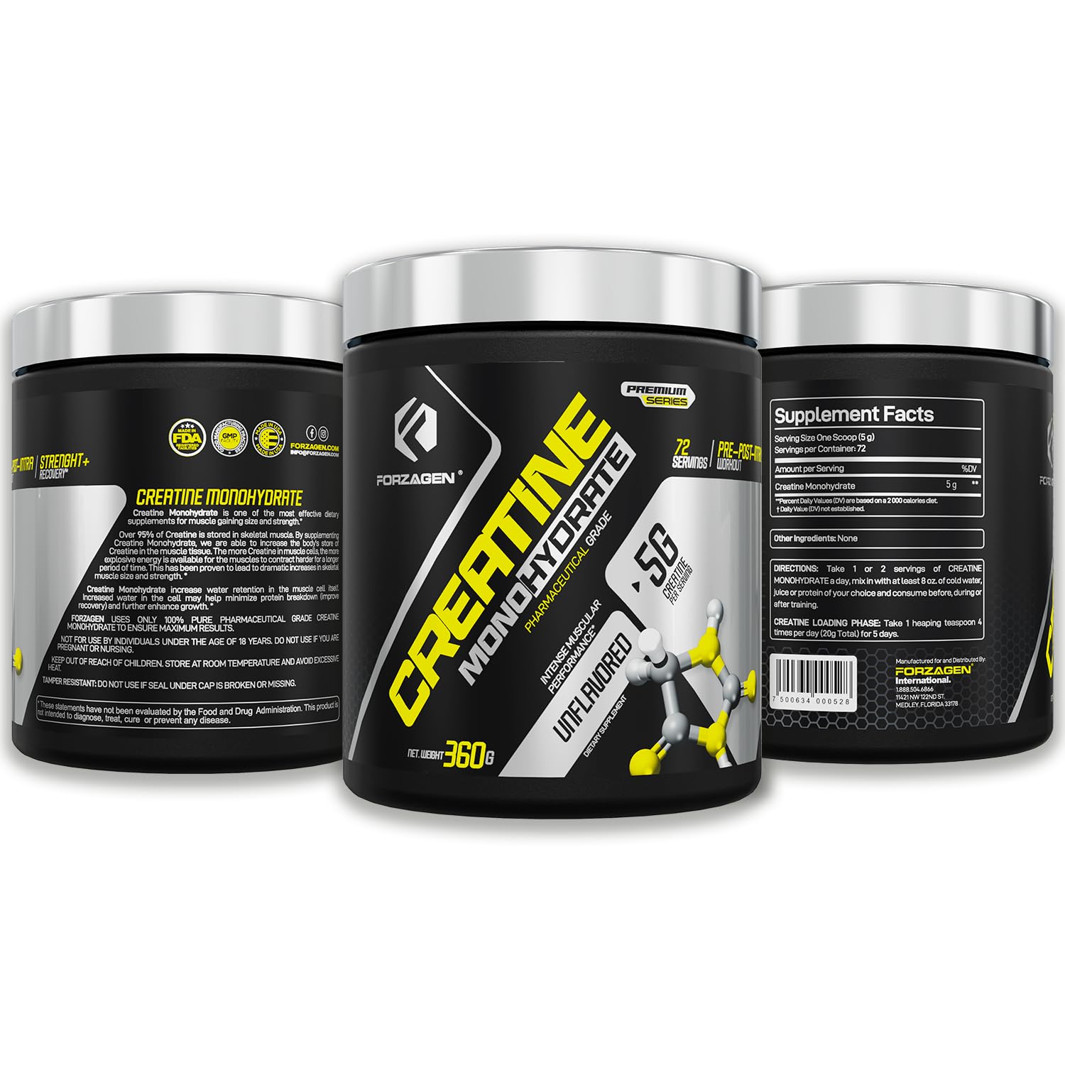 Forzagen Creatine Monohydrate Powder 360g mixed in a drink