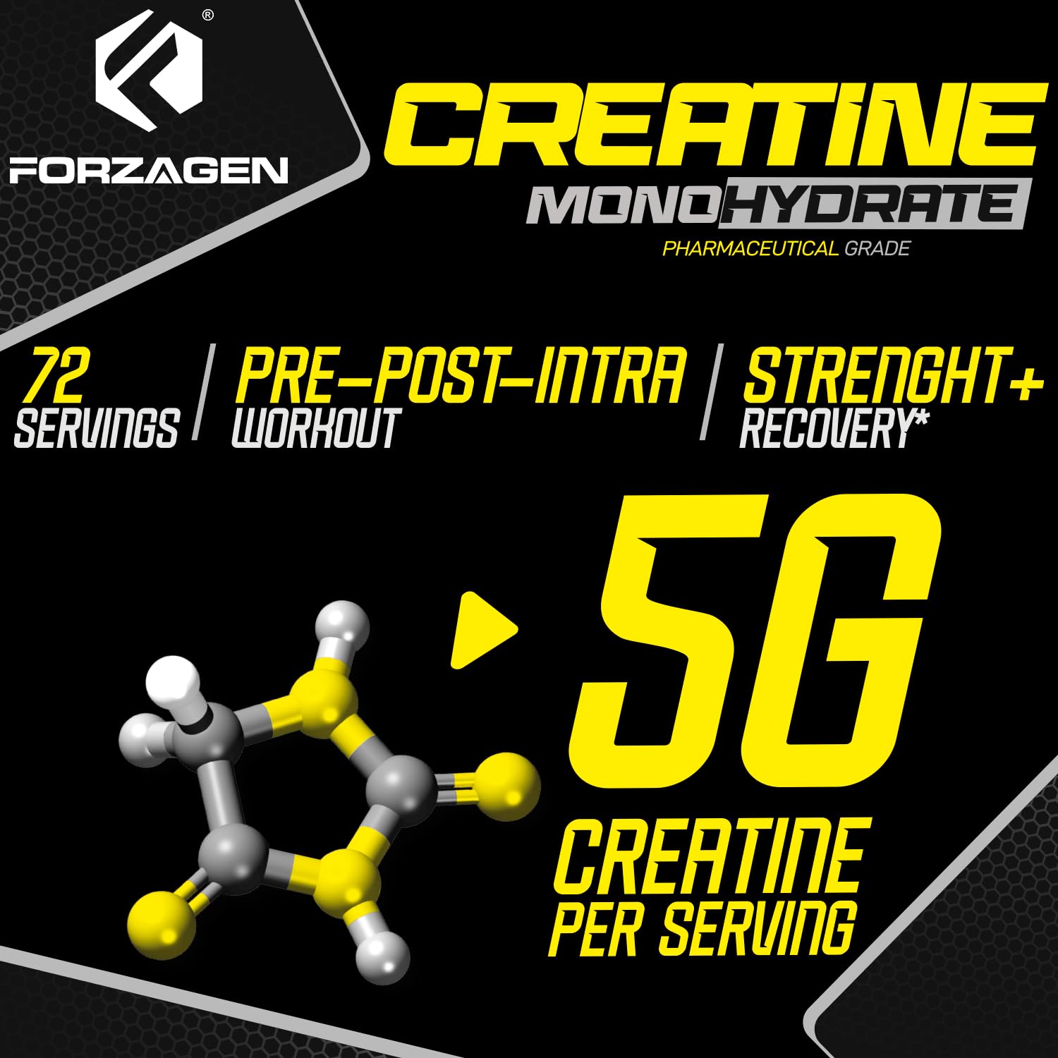 Forzagen Creatine Monohydrate Powder 360g scoop
