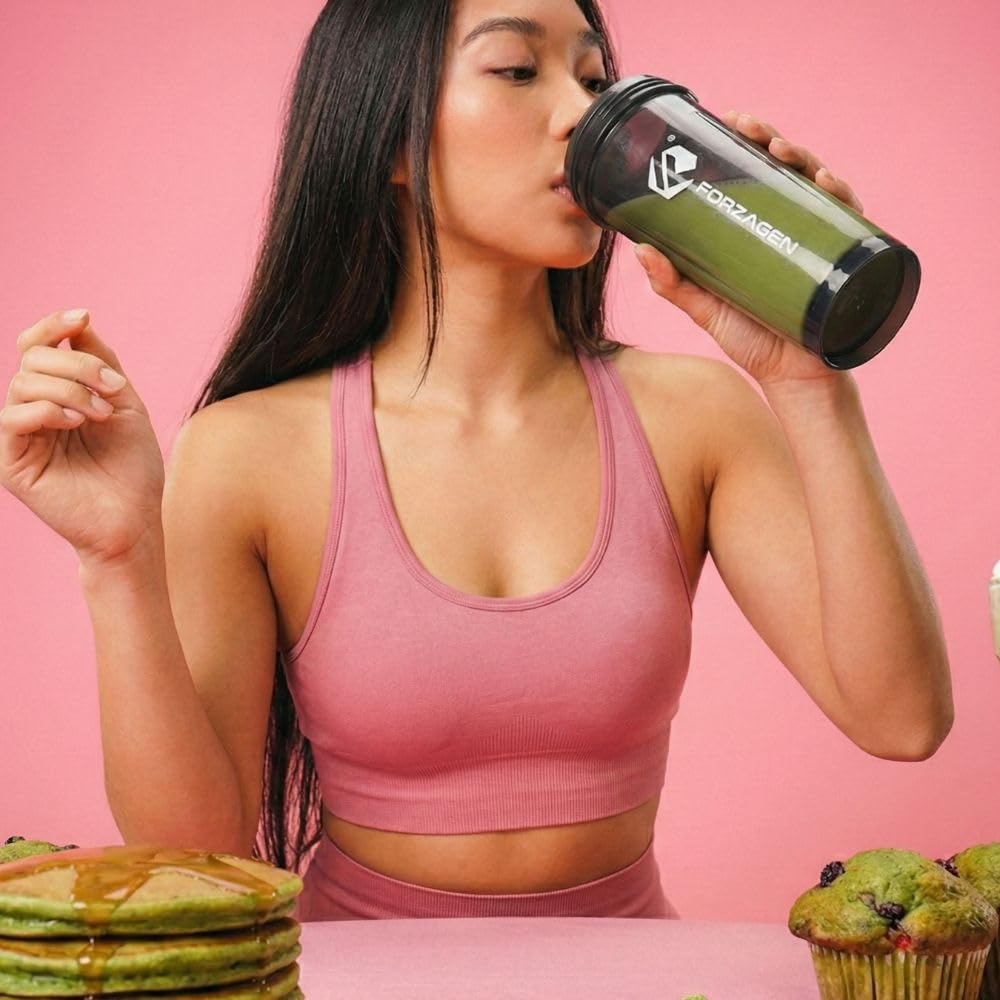 Forzagen Whey Protein and Collagen Powder 907g mixed in a glass