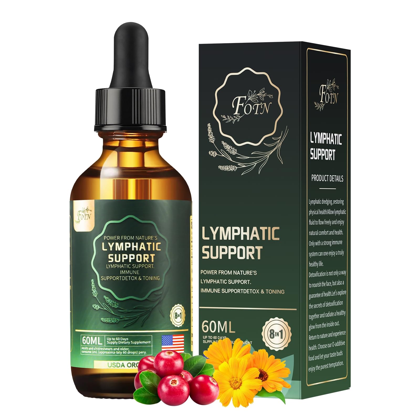 FOTN Organic Echinacea Lymphatic Drainage Supplement front view