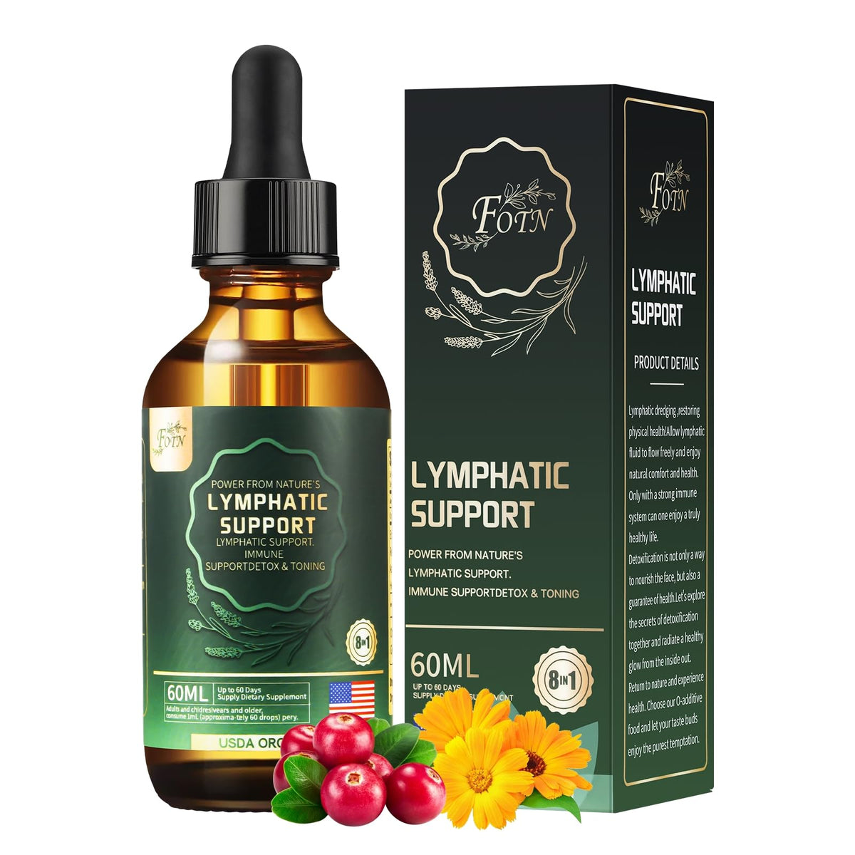 FOTN Organic Echinacea Lymphatic Drainage Supplement front view