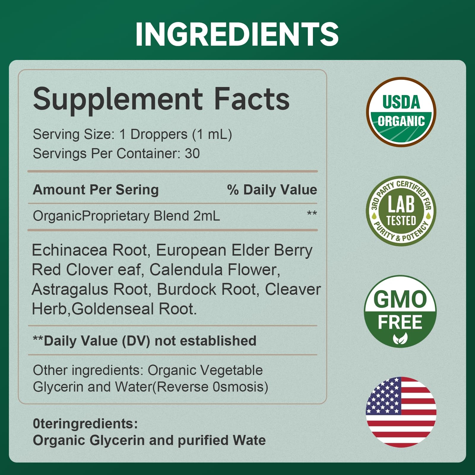 FOTN Organic Echinacea Lymphatic Drainage Supplement herbal blend