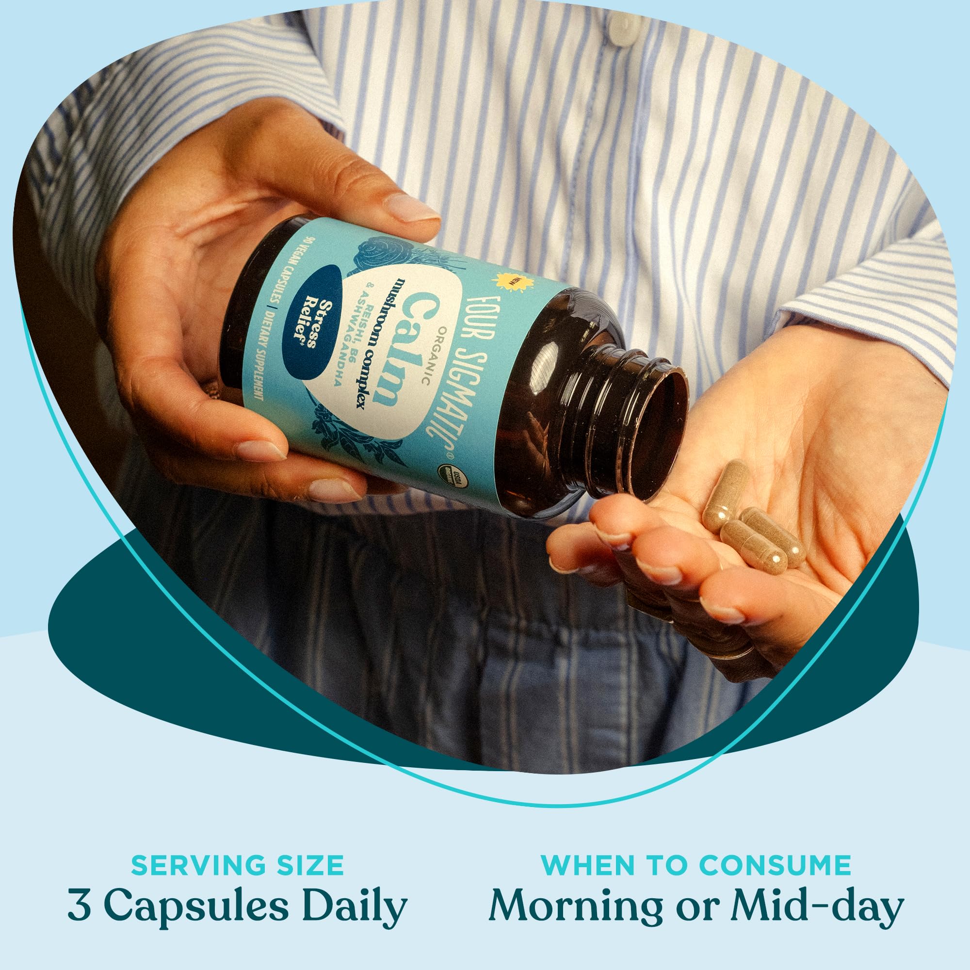 Four Sigmatic Calm Capsules side view showing capsule details