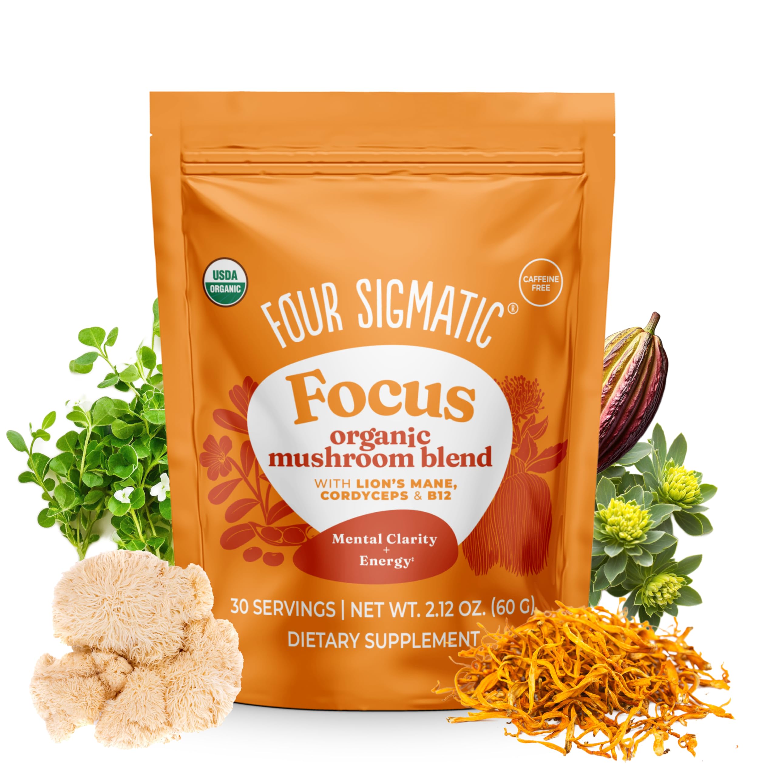 Four Sigmatic Focus Blend Mushroom Powder 64g front view